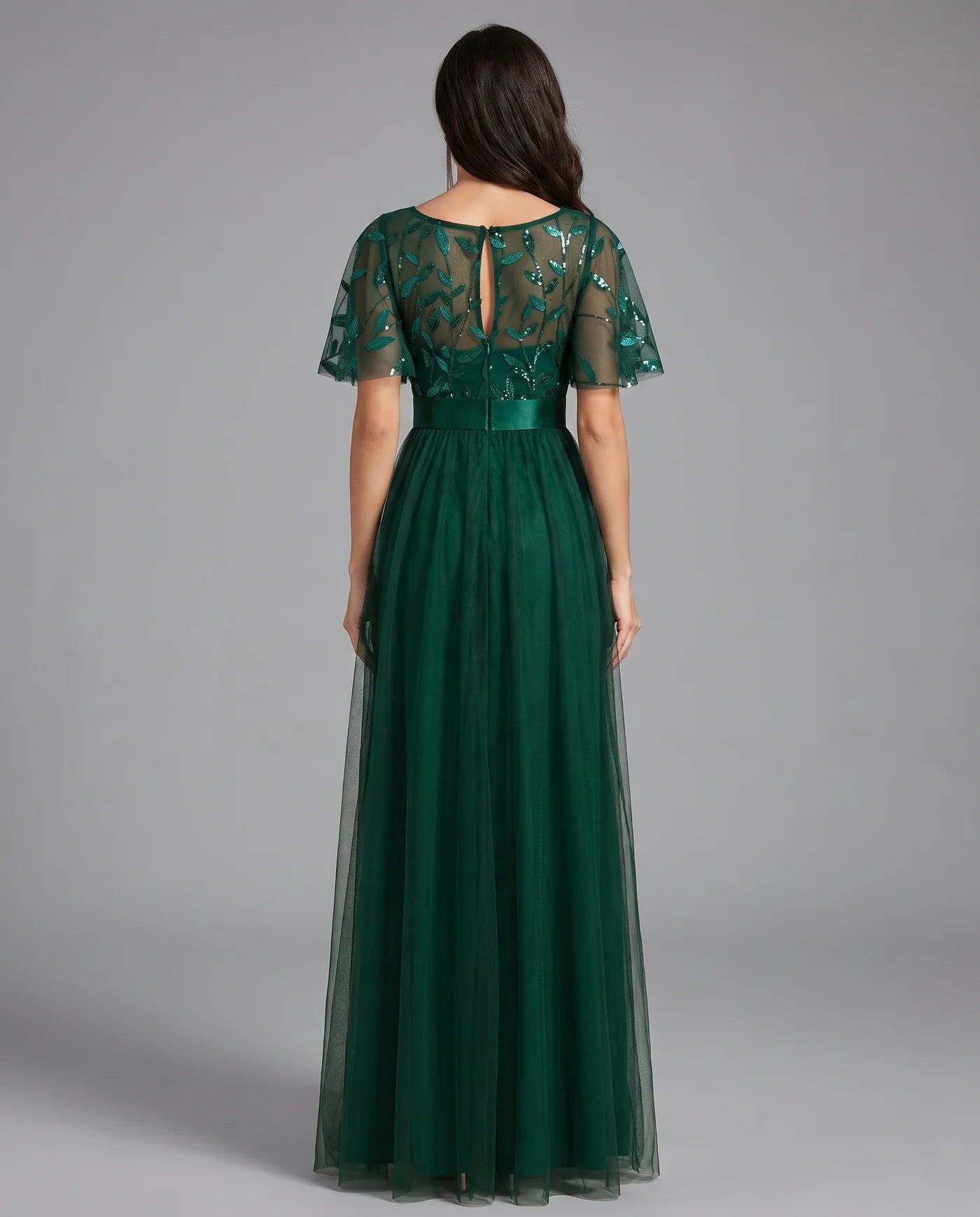 A-Line Short Sleeve Wedding Guest Maxi Dress