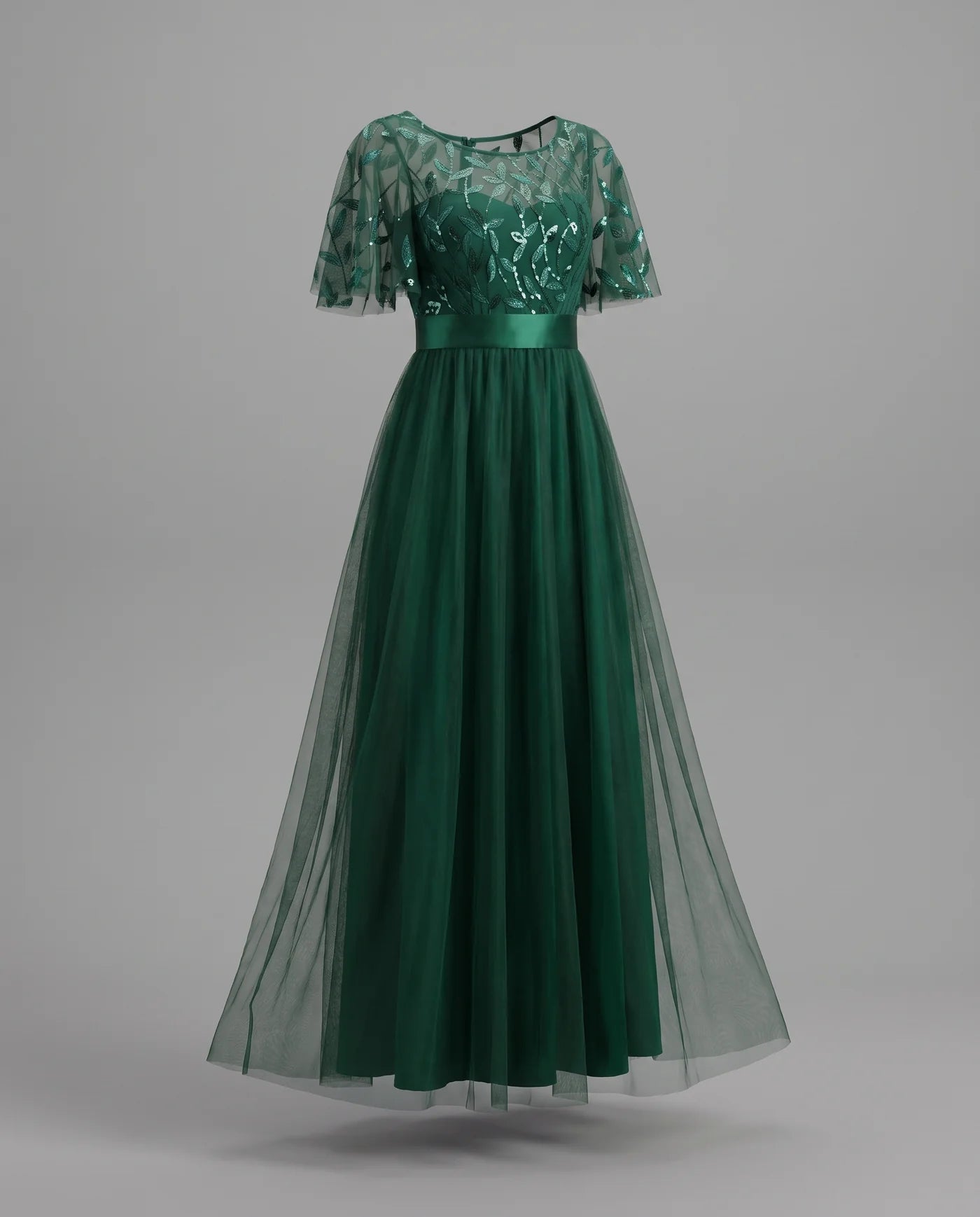 A-Line Short Sleeve Wedding Guest Maxi Dress