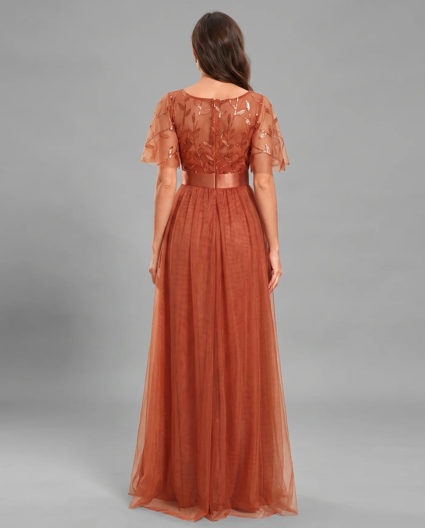 A-Line Short Sleeve Wedding Guest Maxi Dress