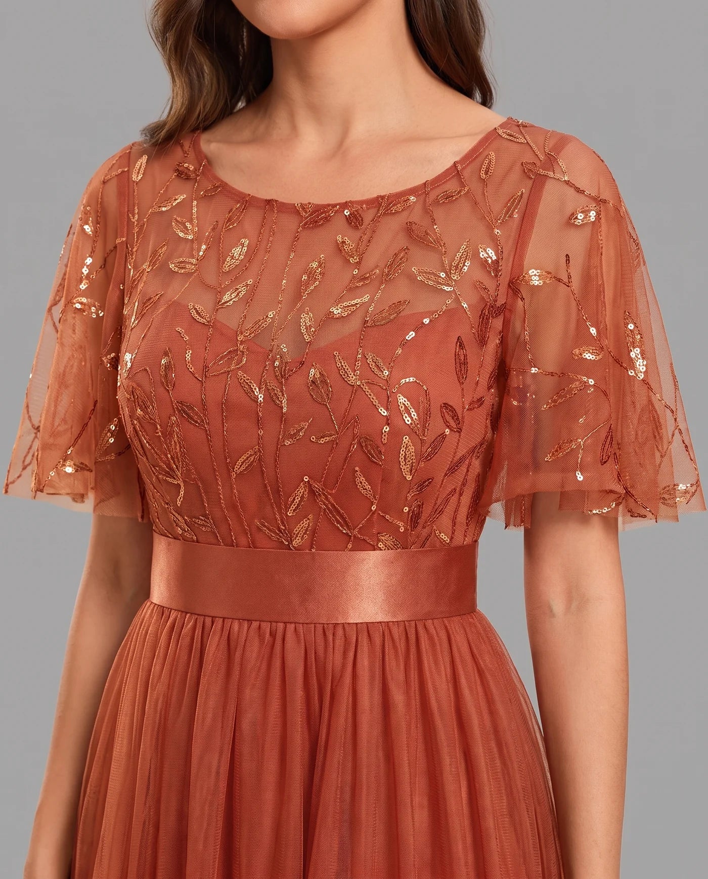 A-Line Short Sleeve Wedding Guest Maxi Dress