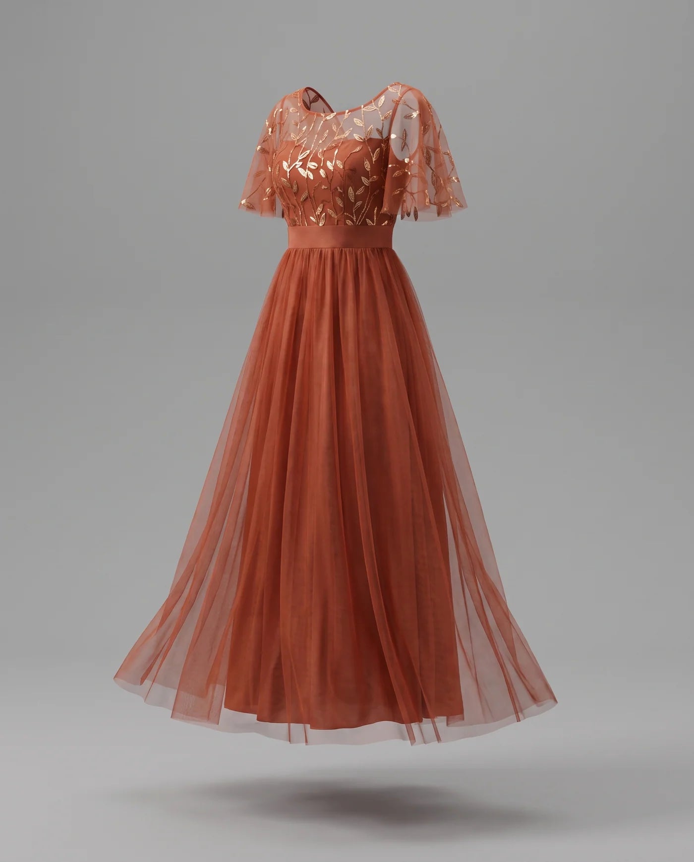 A-Line Short Sleeve Wedding Guest Maxi Dress