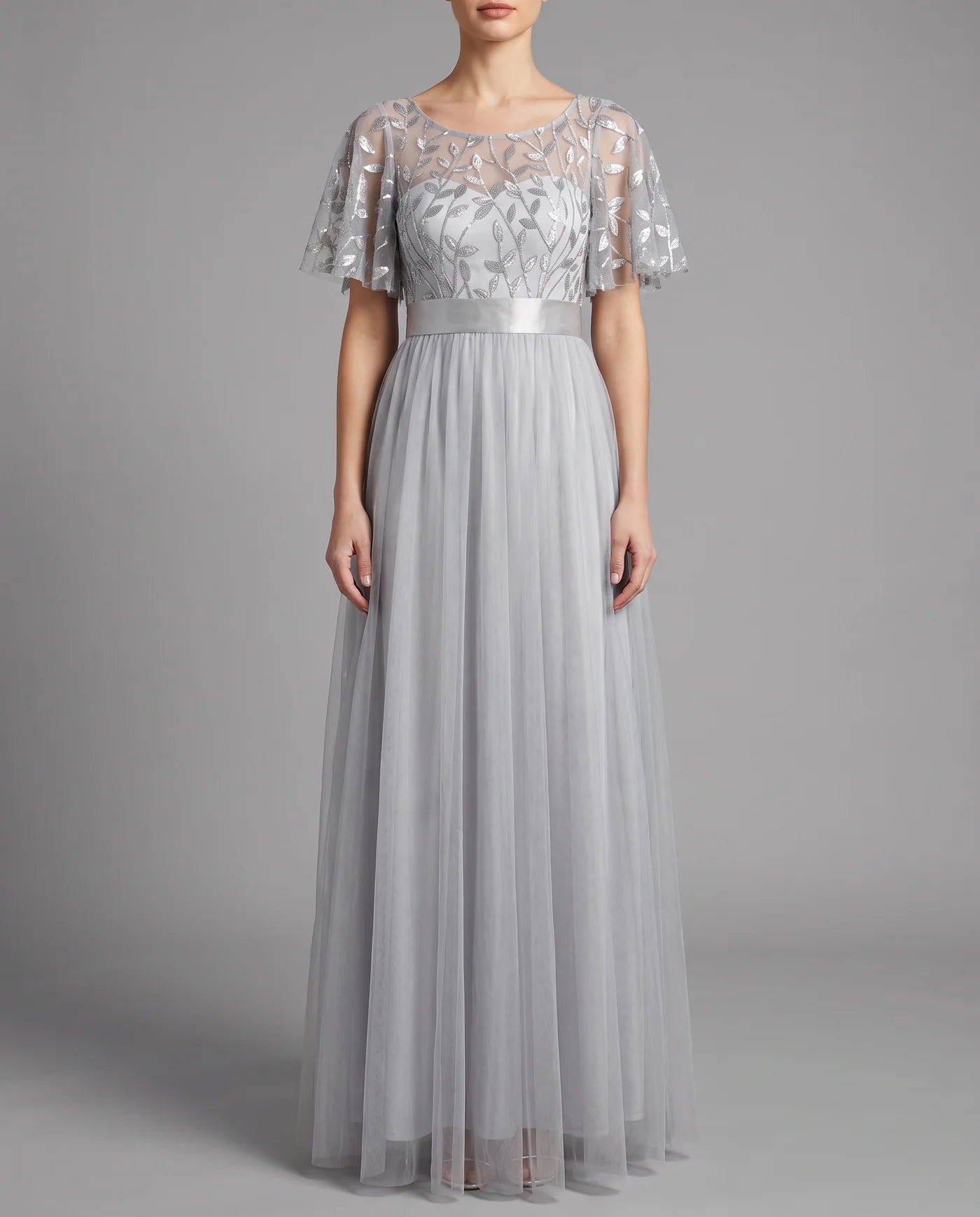A-Line Short Sleeve Wedding Guest Maxi Dress