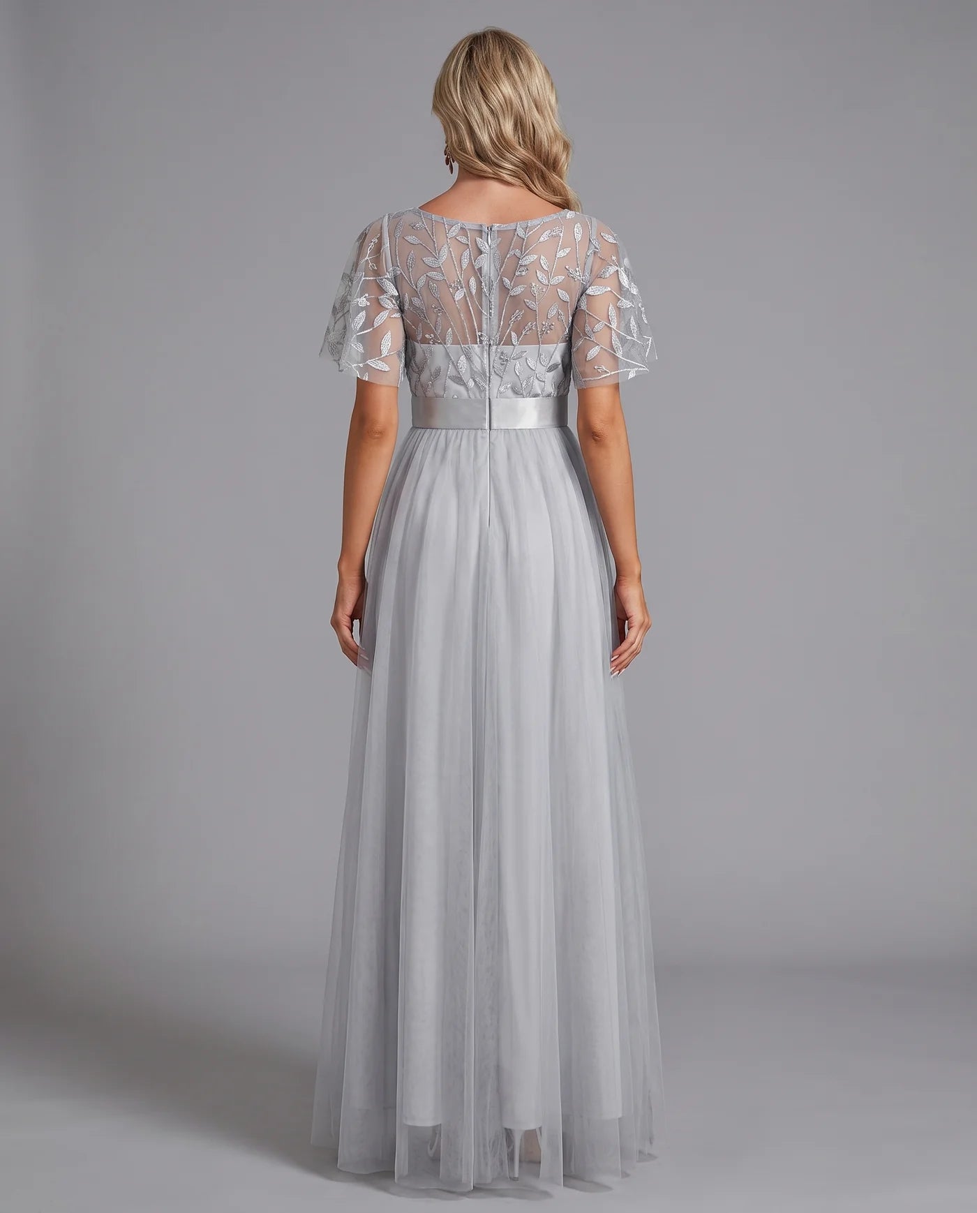 A-Line Short Sleeve Wedding Guest Maxi Dress