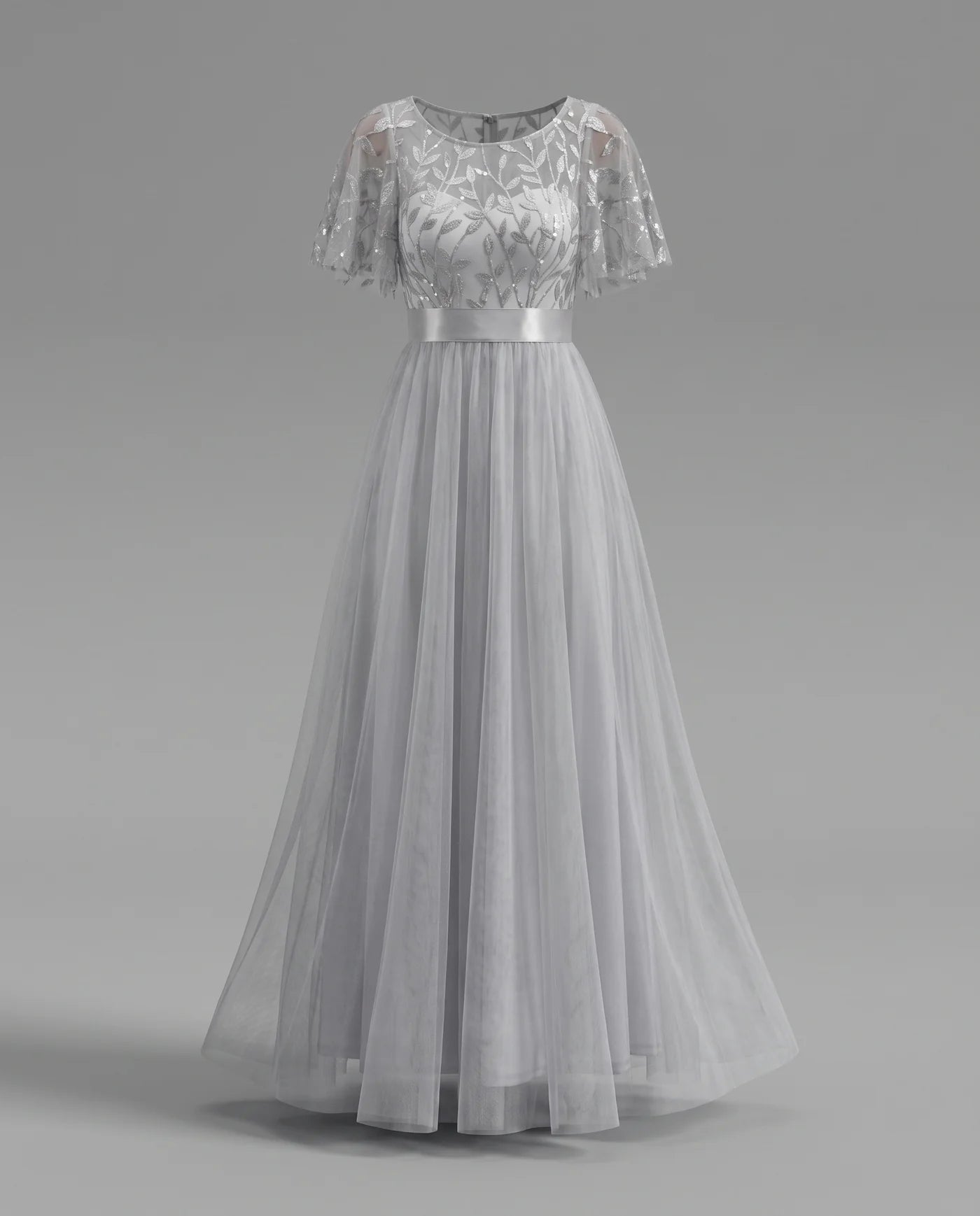 A-Line Short Sleeve Wedding Guest Maxi Dress