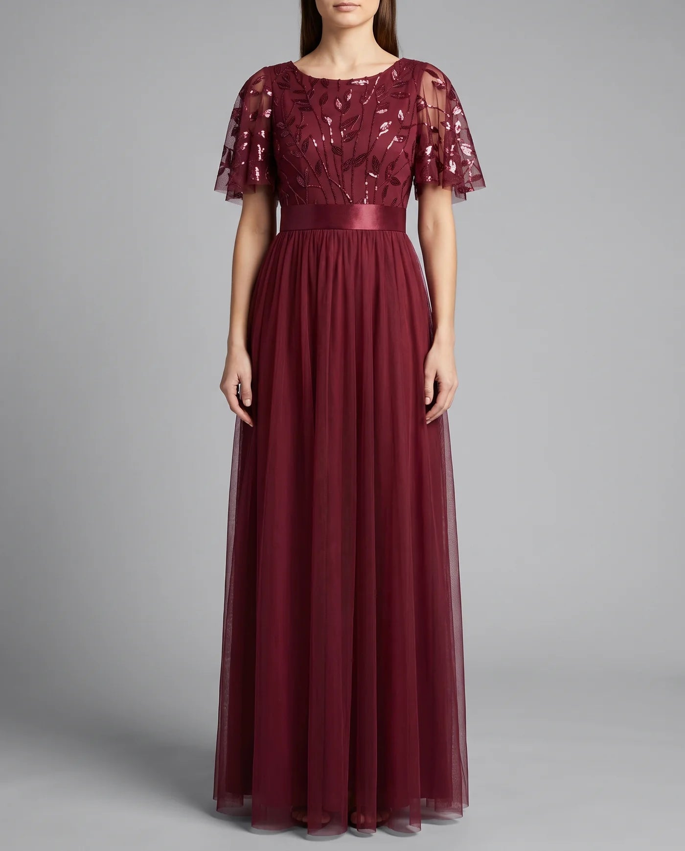 A-Line Short Sleeve Wedding Guest Maxi Dress