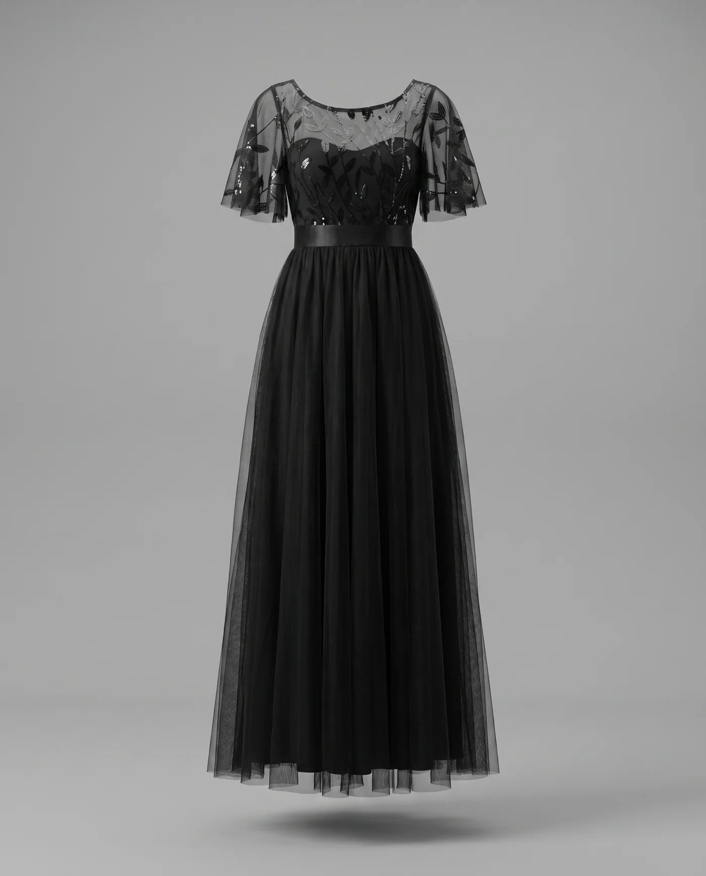 A-Line Short Sleeve Wedding Guest Maxi Dress