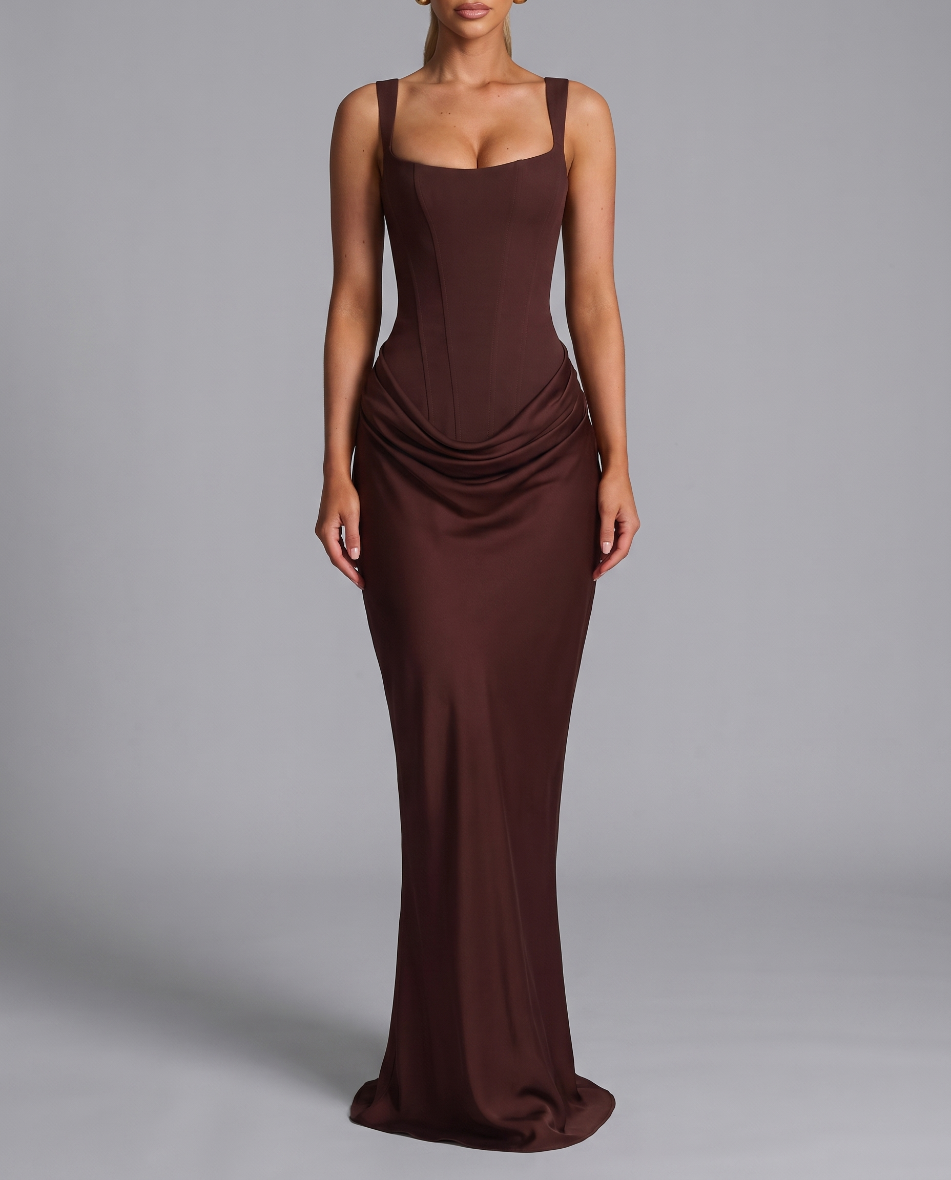 Corset Maxi Dress with Lace-Up Back