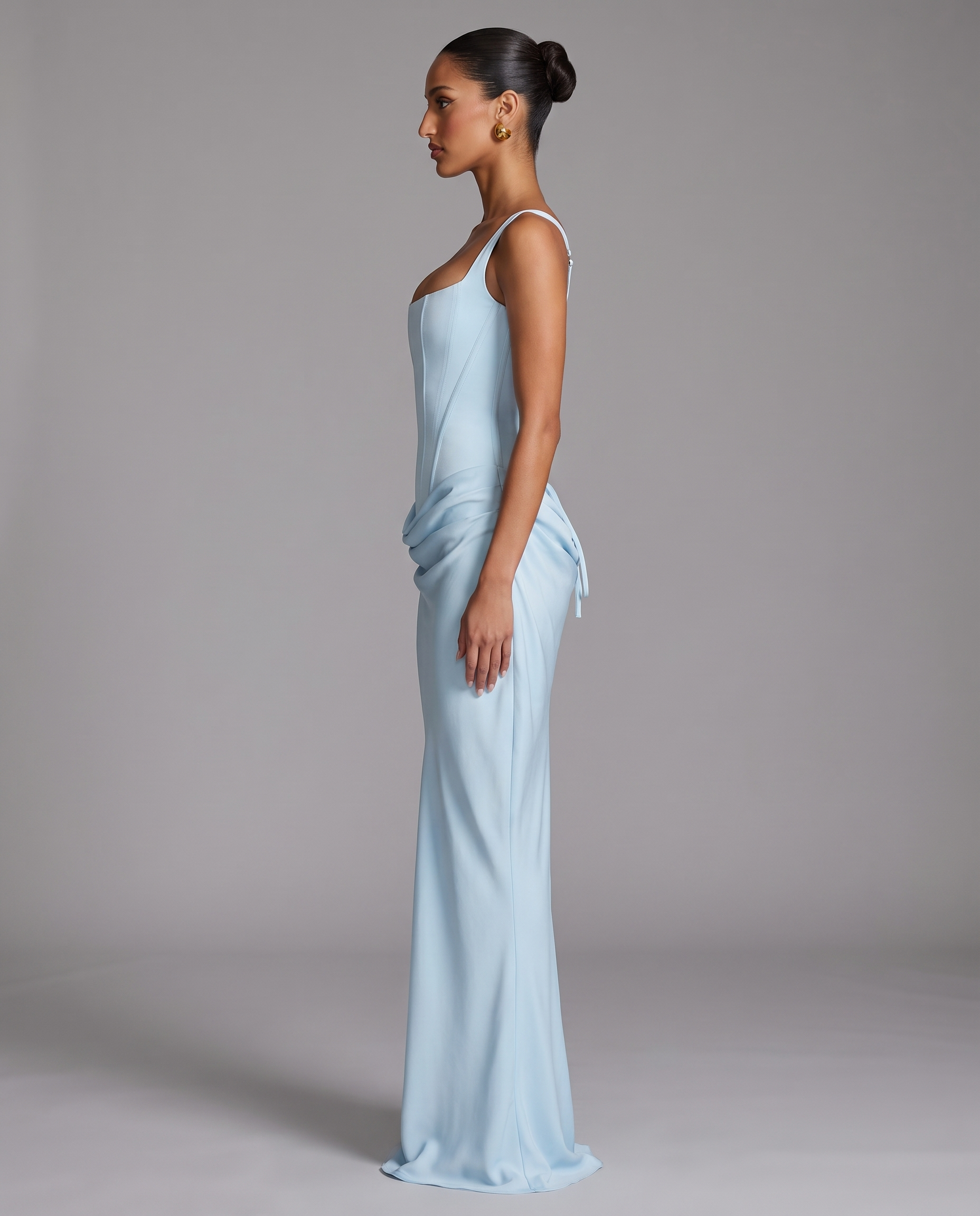 Corset Maxi Dress with Lace-Up Back