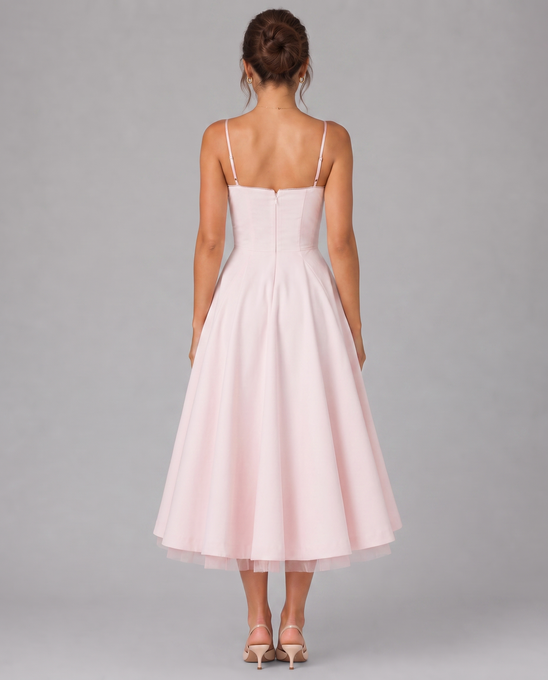 Corset Midi Dress with Full Skirt