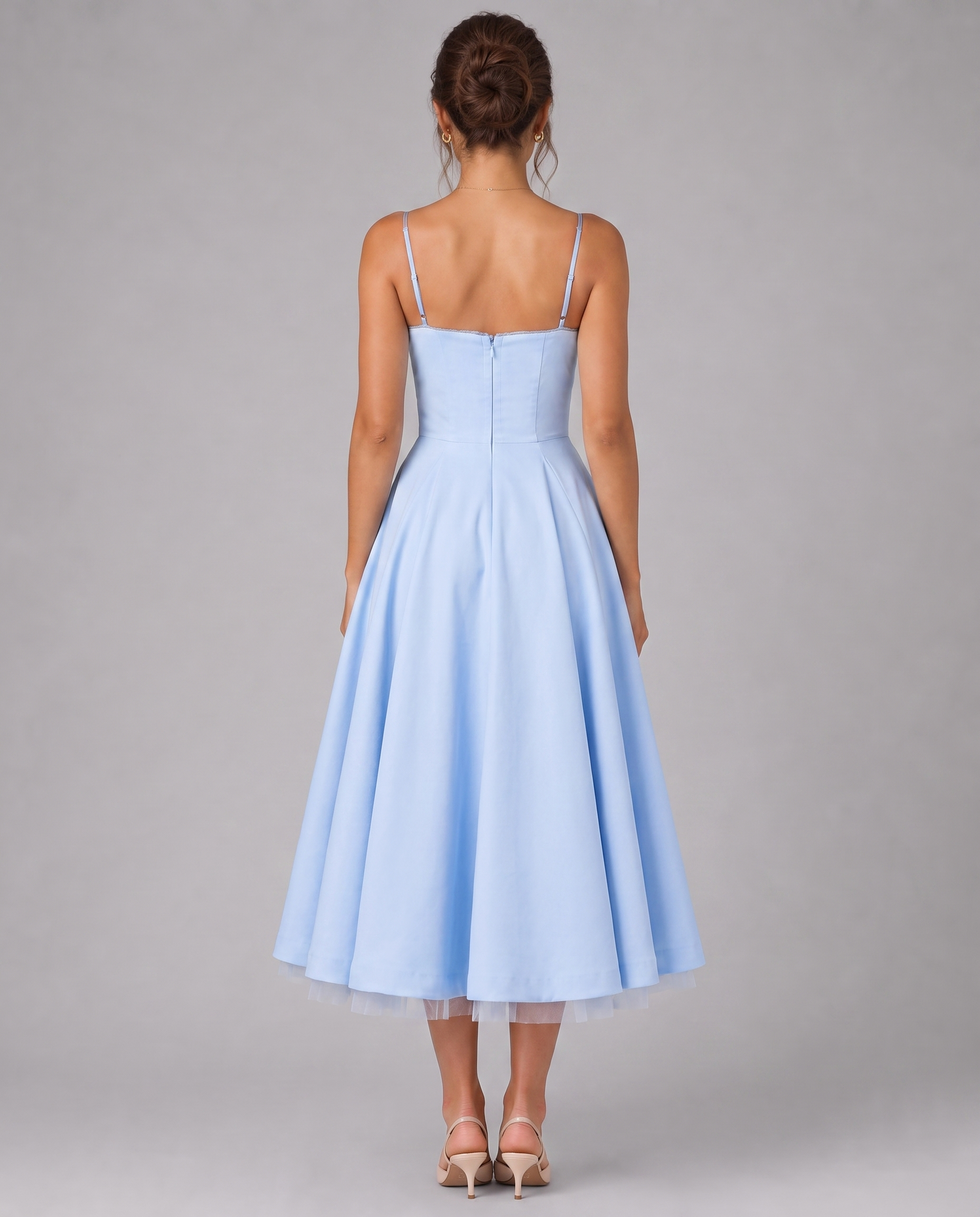Corset Midi Dress with Full Skirt