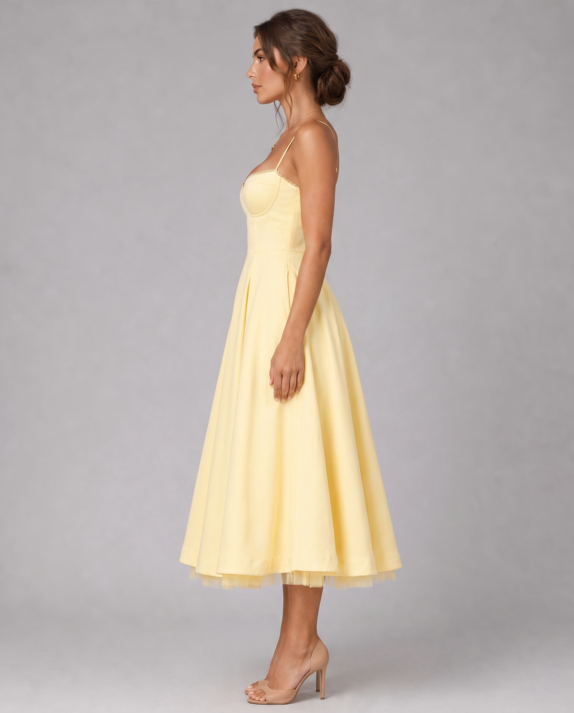 Corset Midi Dress with Full Skirt