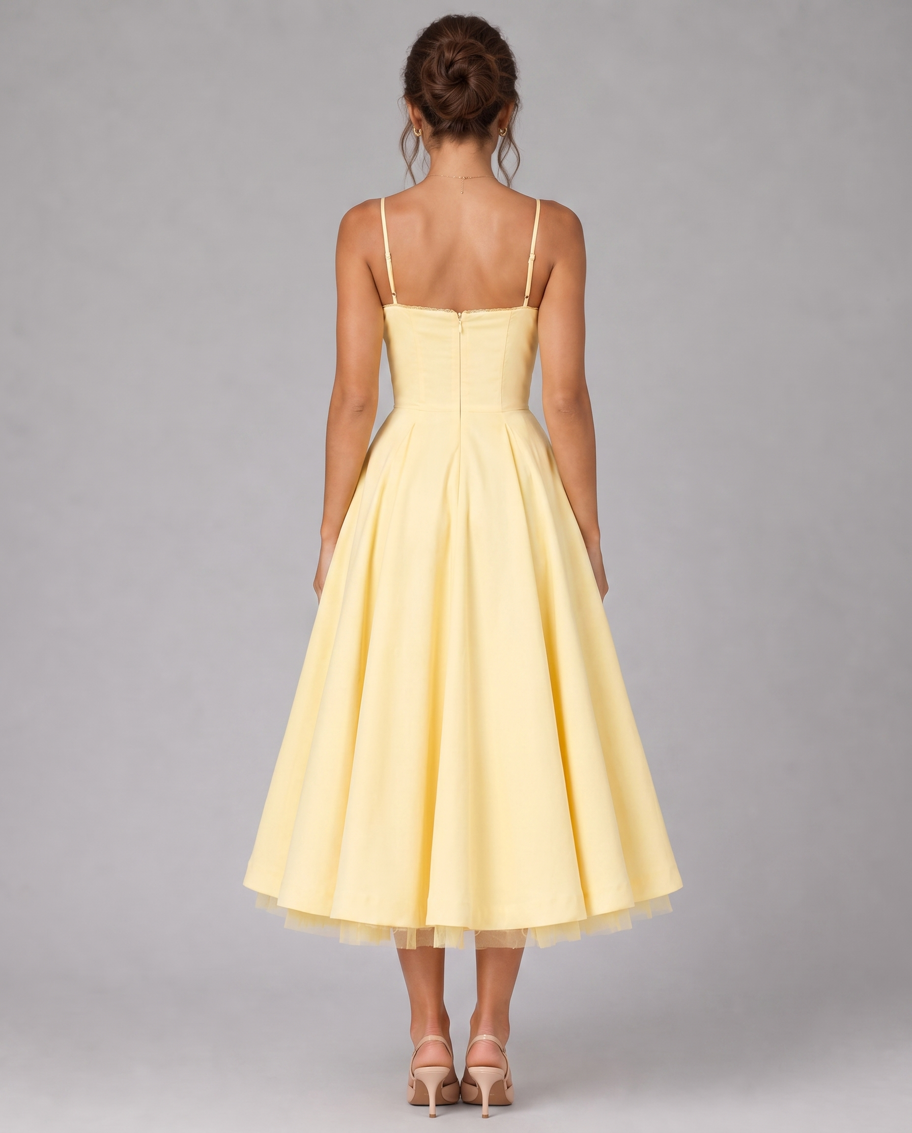 Corset Midi Dress with Full Skirt