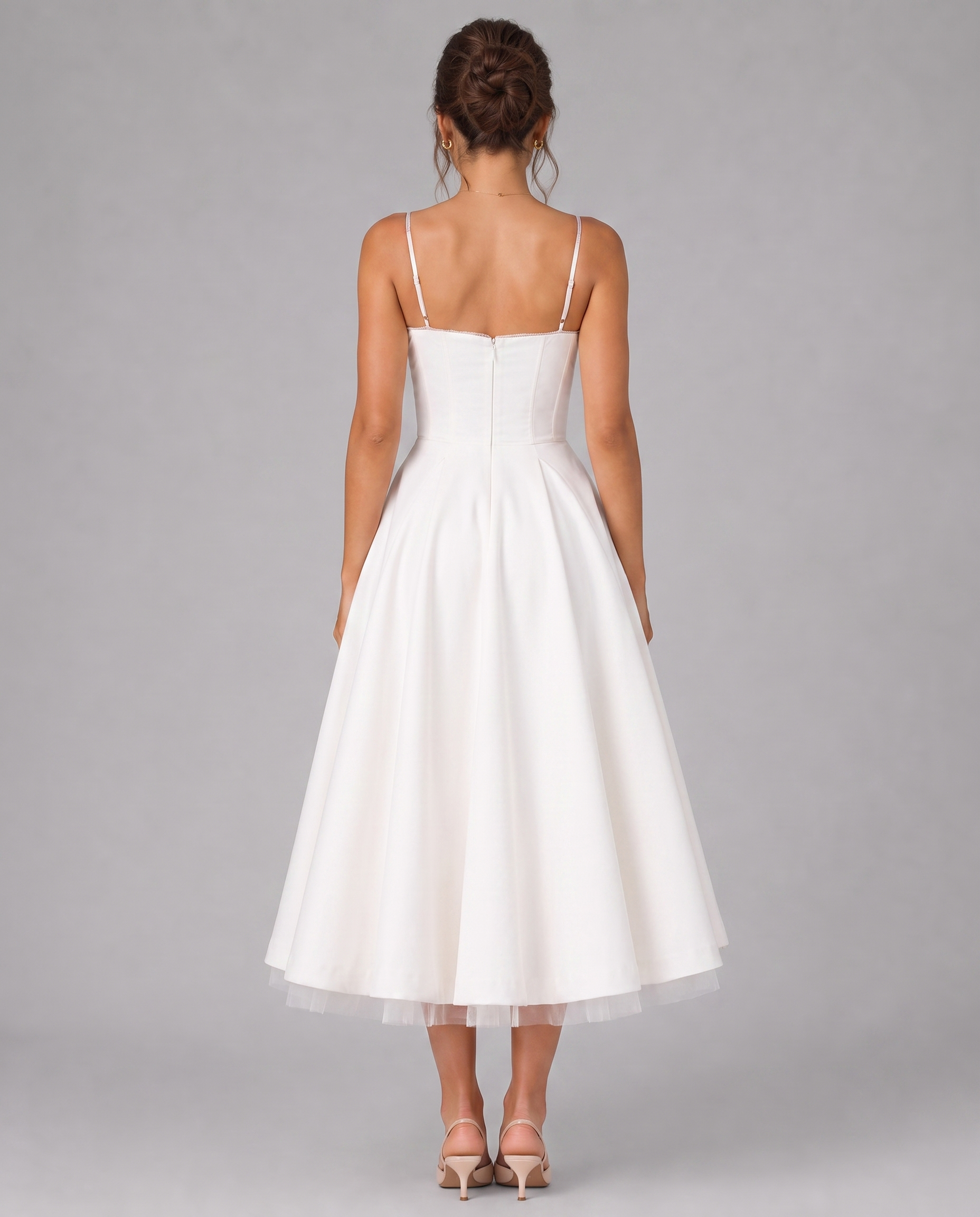 Corset Midi Dress with Full Skirt