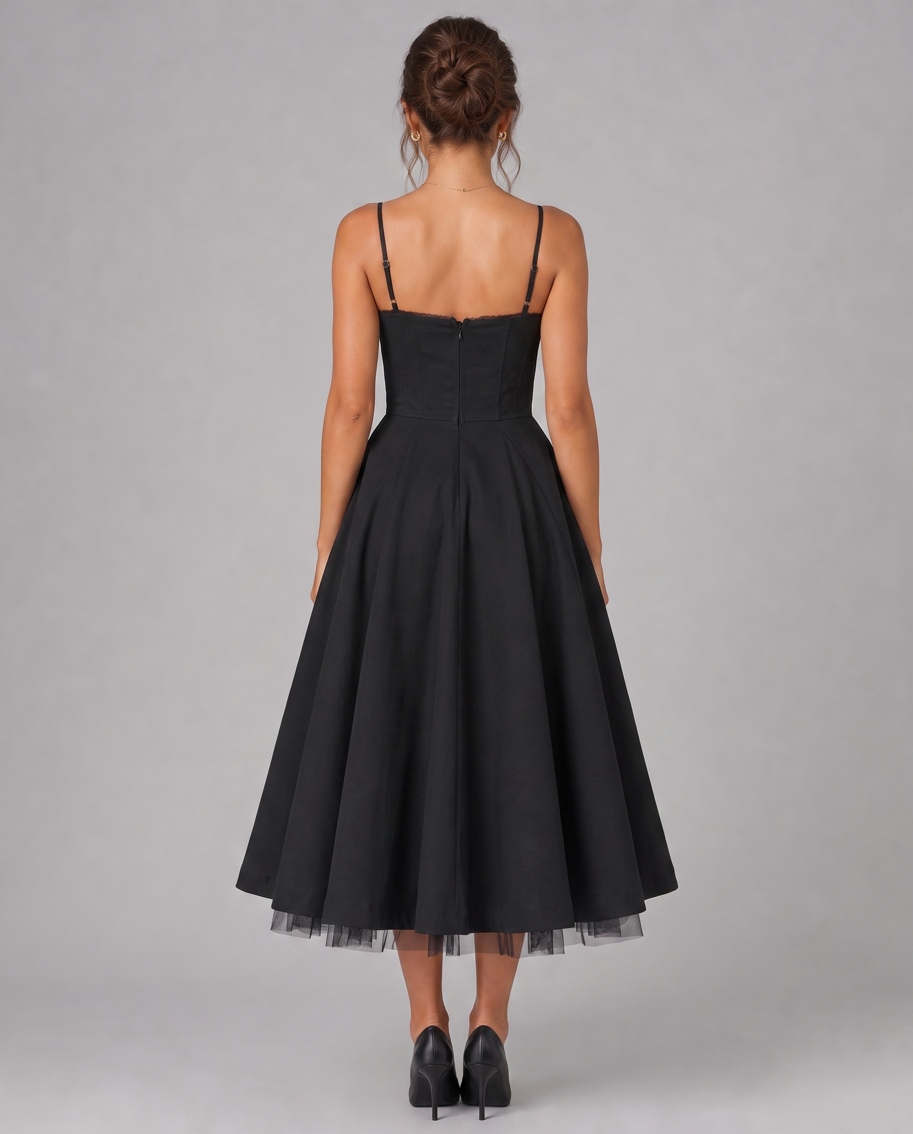 Corset Midi Dress with Full Skirt