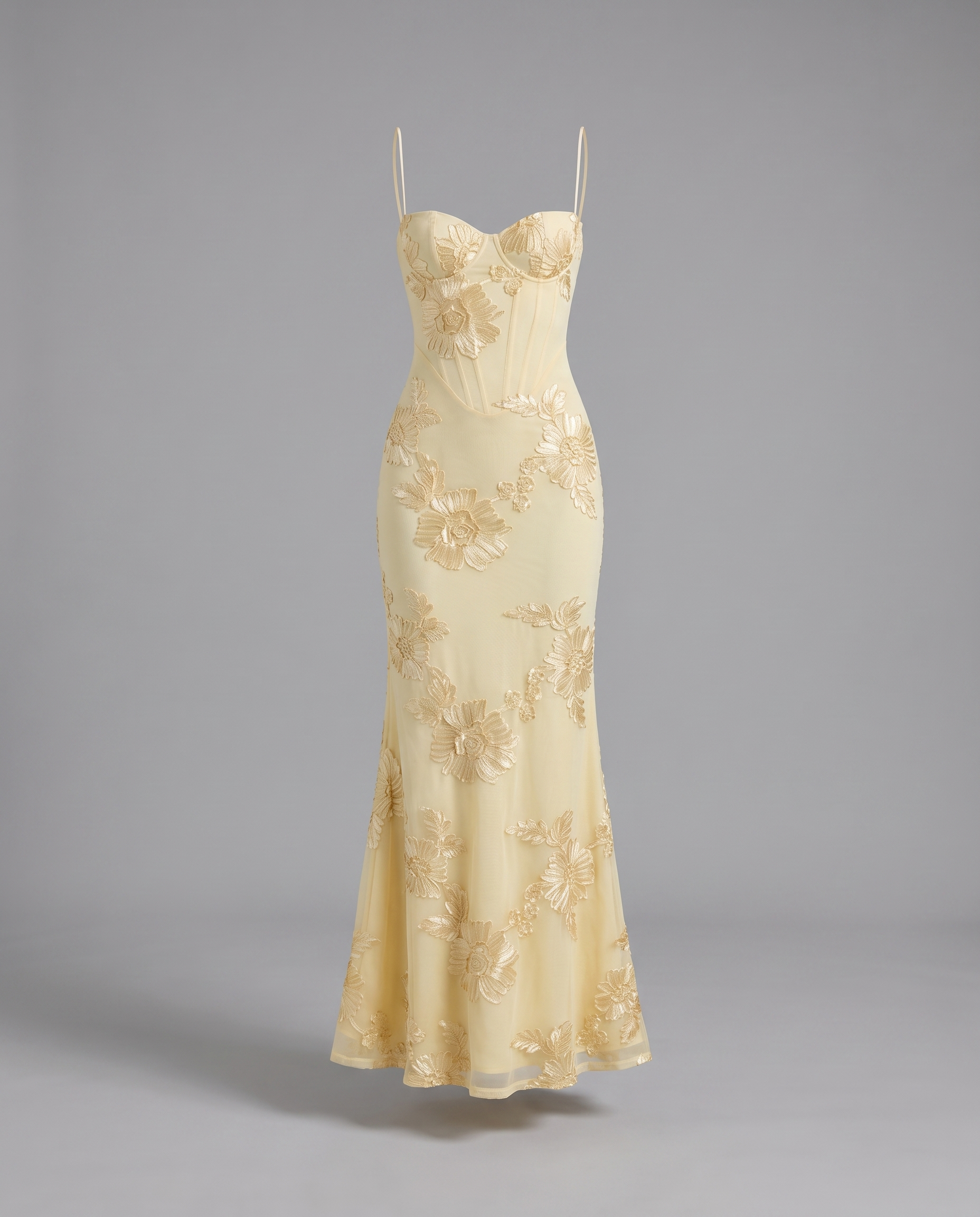 Floral Corset Maxi Dress with Lace-Up Back