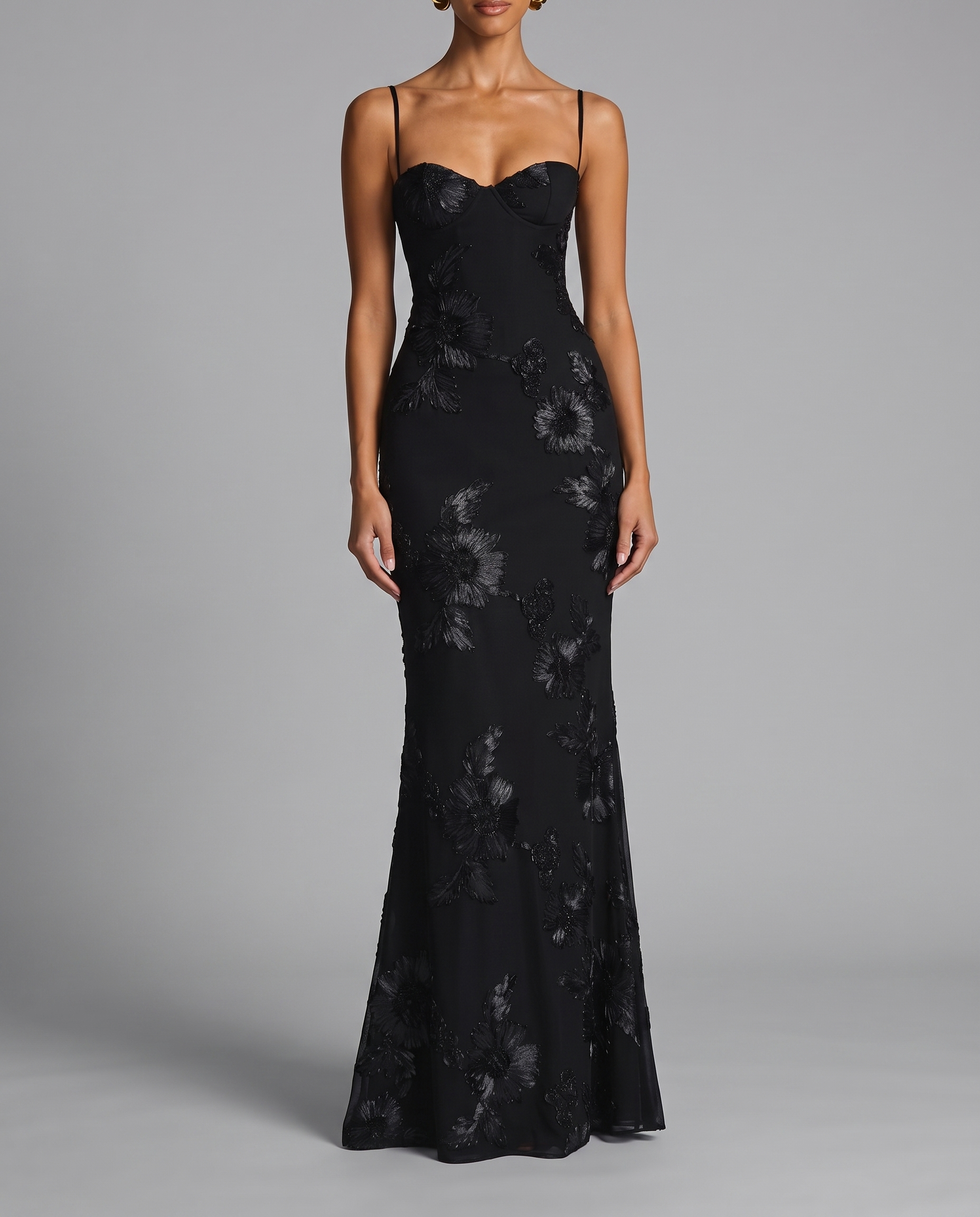 Floral Corset Maxi Dress with Lace-Up Back