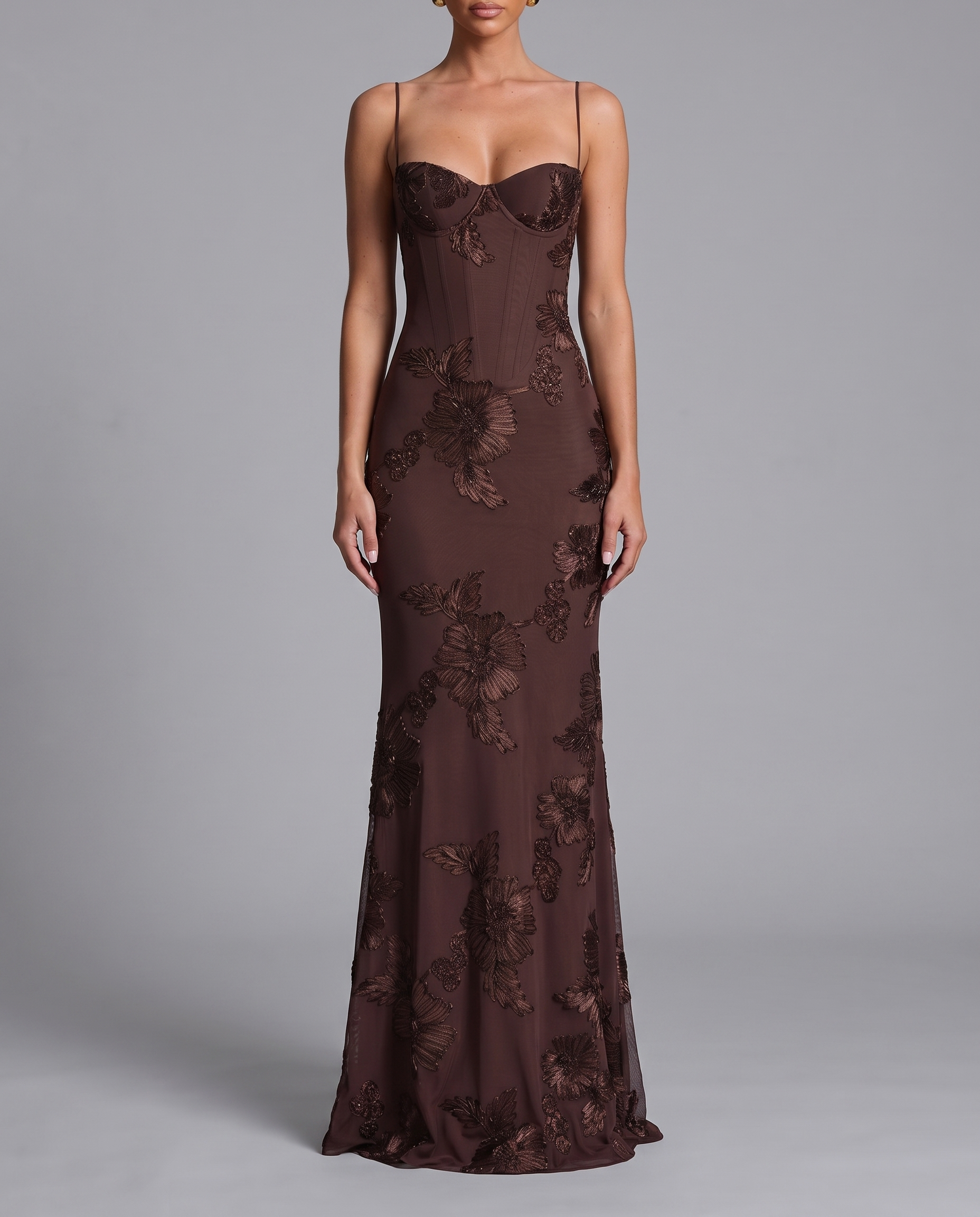 Floral Corset Maxi Dress with Lace-Up Back