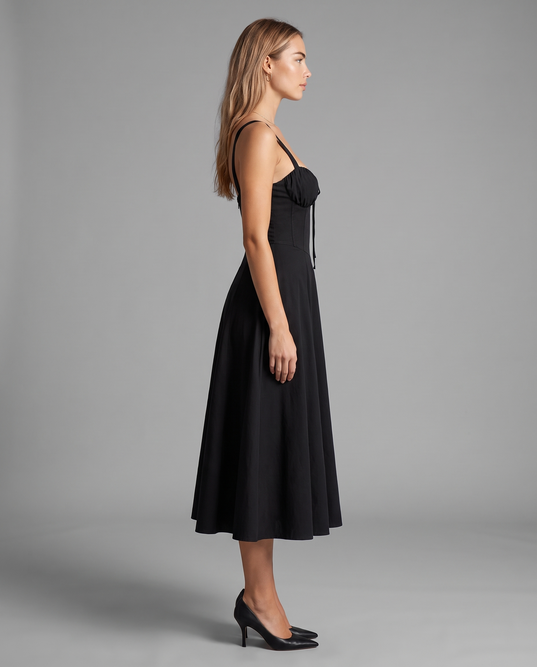 Floral Corset Midi Dress with Side Slit