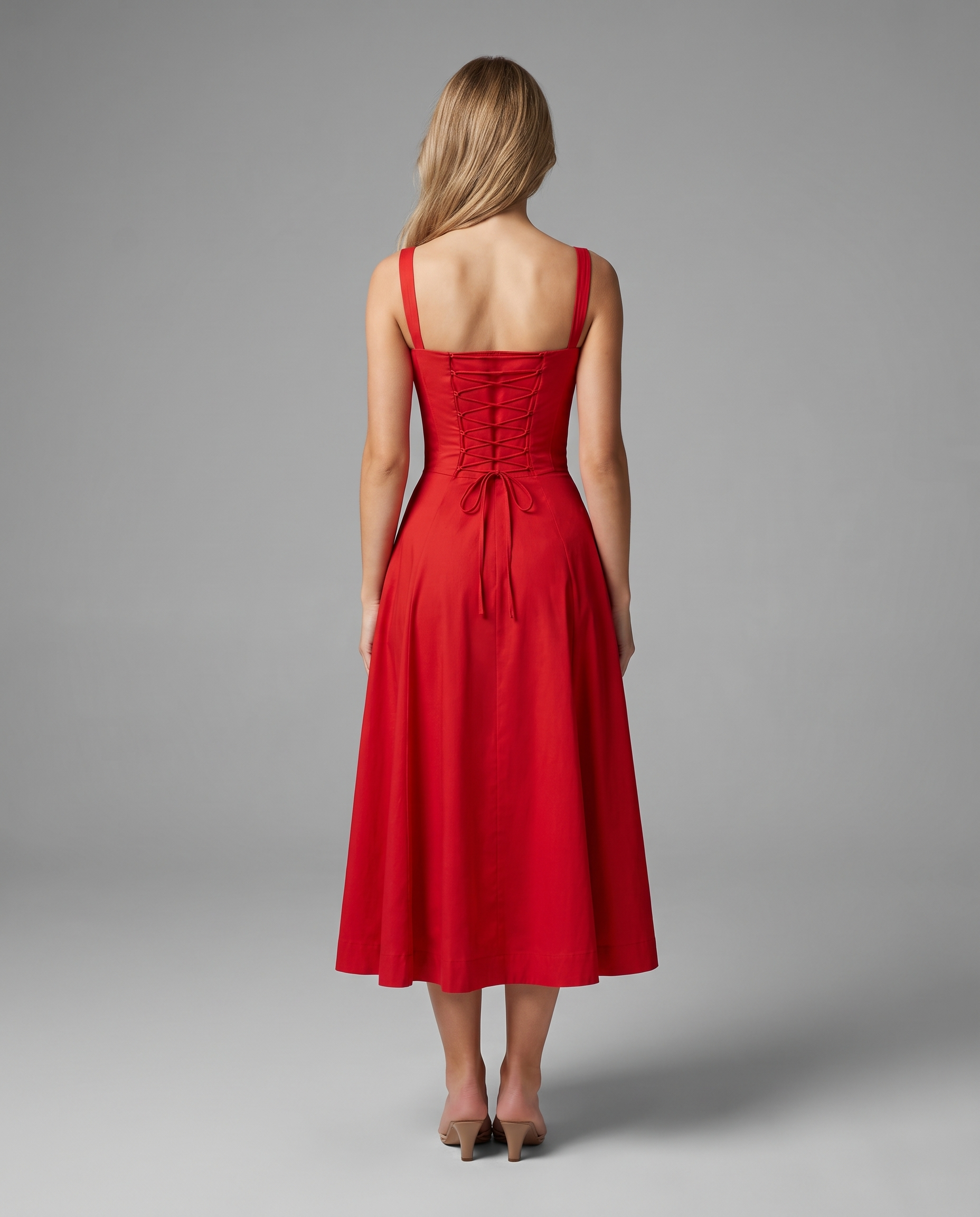 Floral Corset Midi Dress with Side Slit