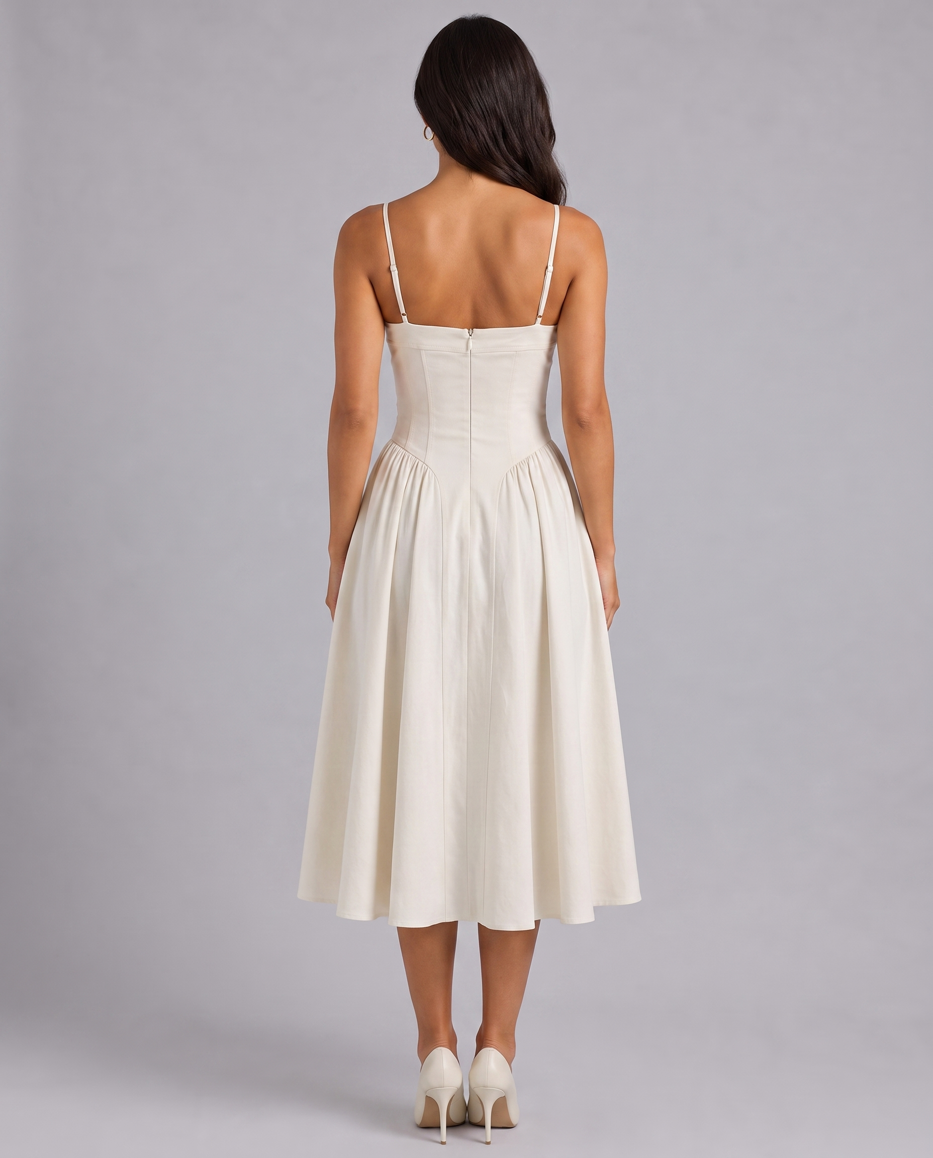 Floral Corset Sweetheart Neck Midi Dress