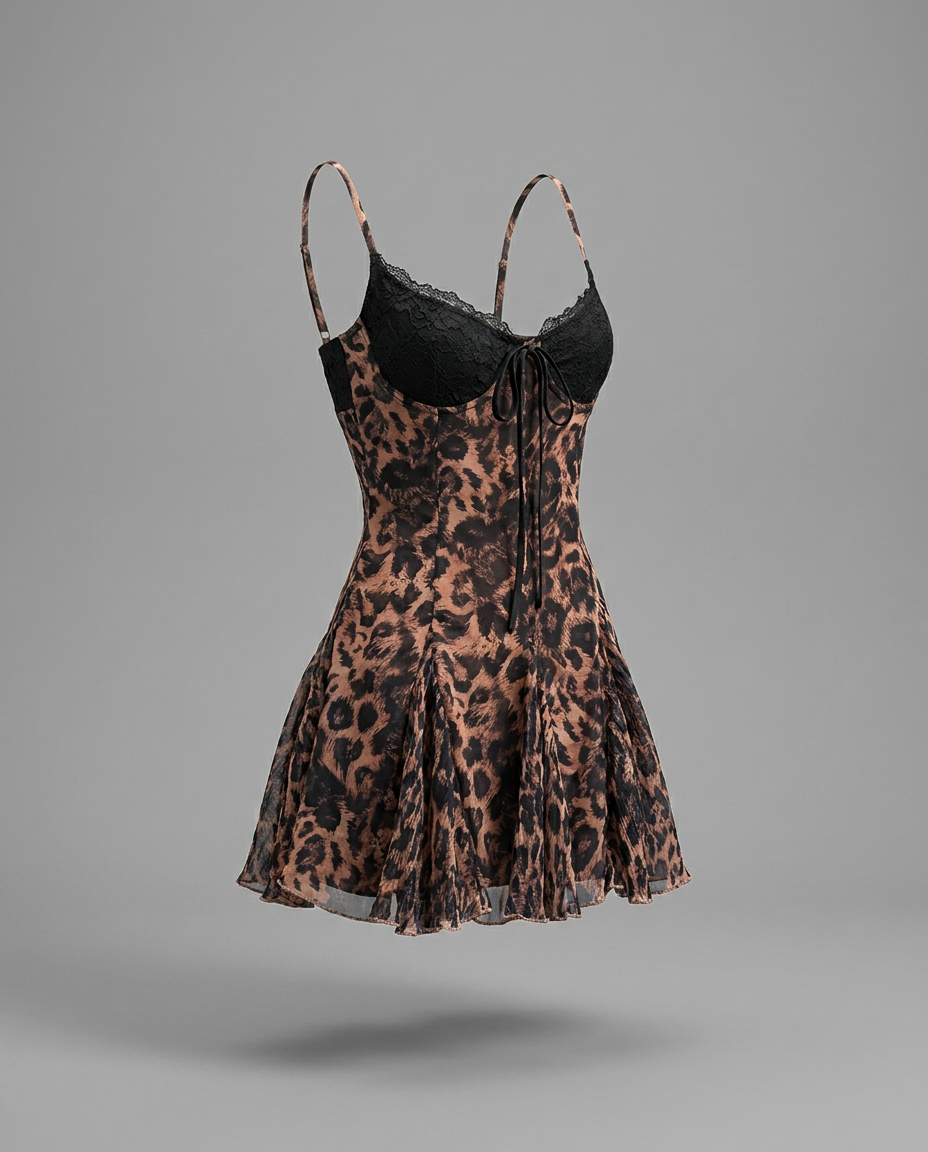 Leopard Lace Mini Dress