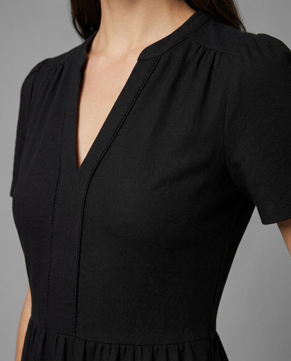 Naomi Short-Sleeve Dress in Black