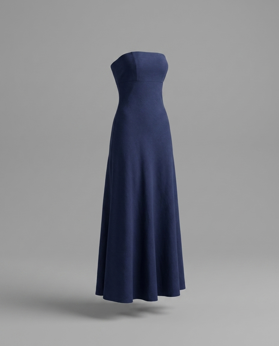 Navy Strapless Maxi Dress