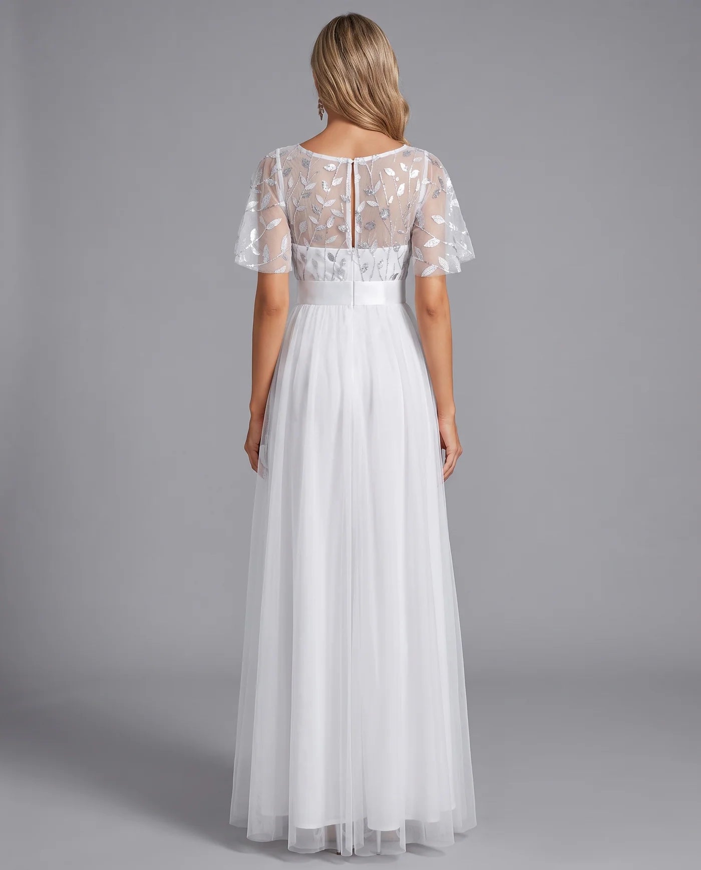 A-Line Short Sleeve Wedding Guest Maxi Dress
