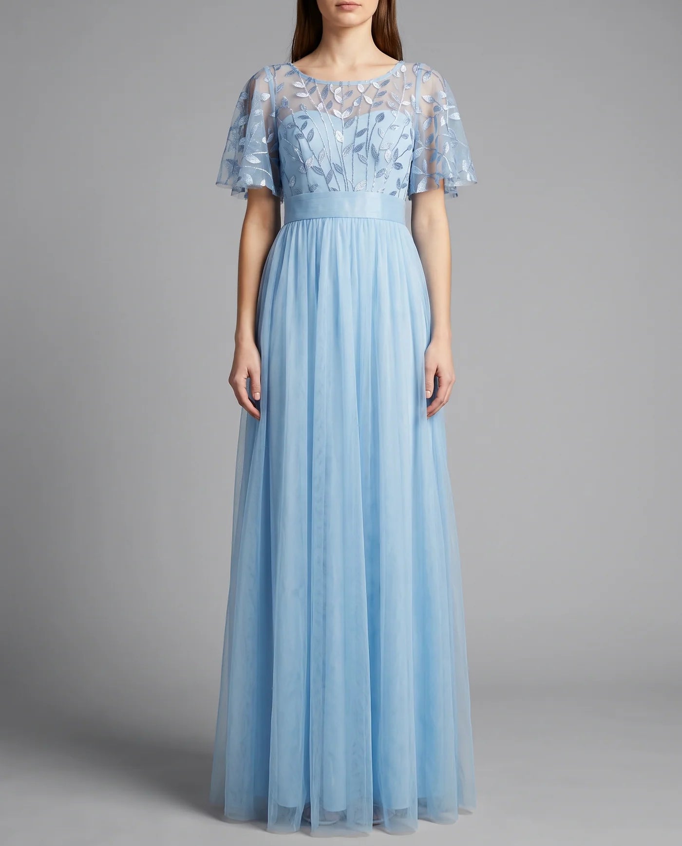 A-Line Short Sleeve Wedding Guest Maxi Dress