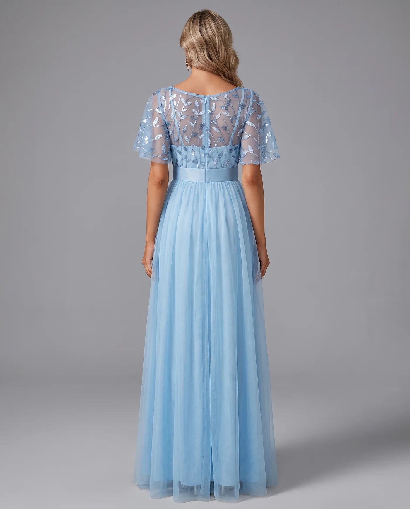 A-Line Short Sleeve Wedding Guest Maxi Dress
