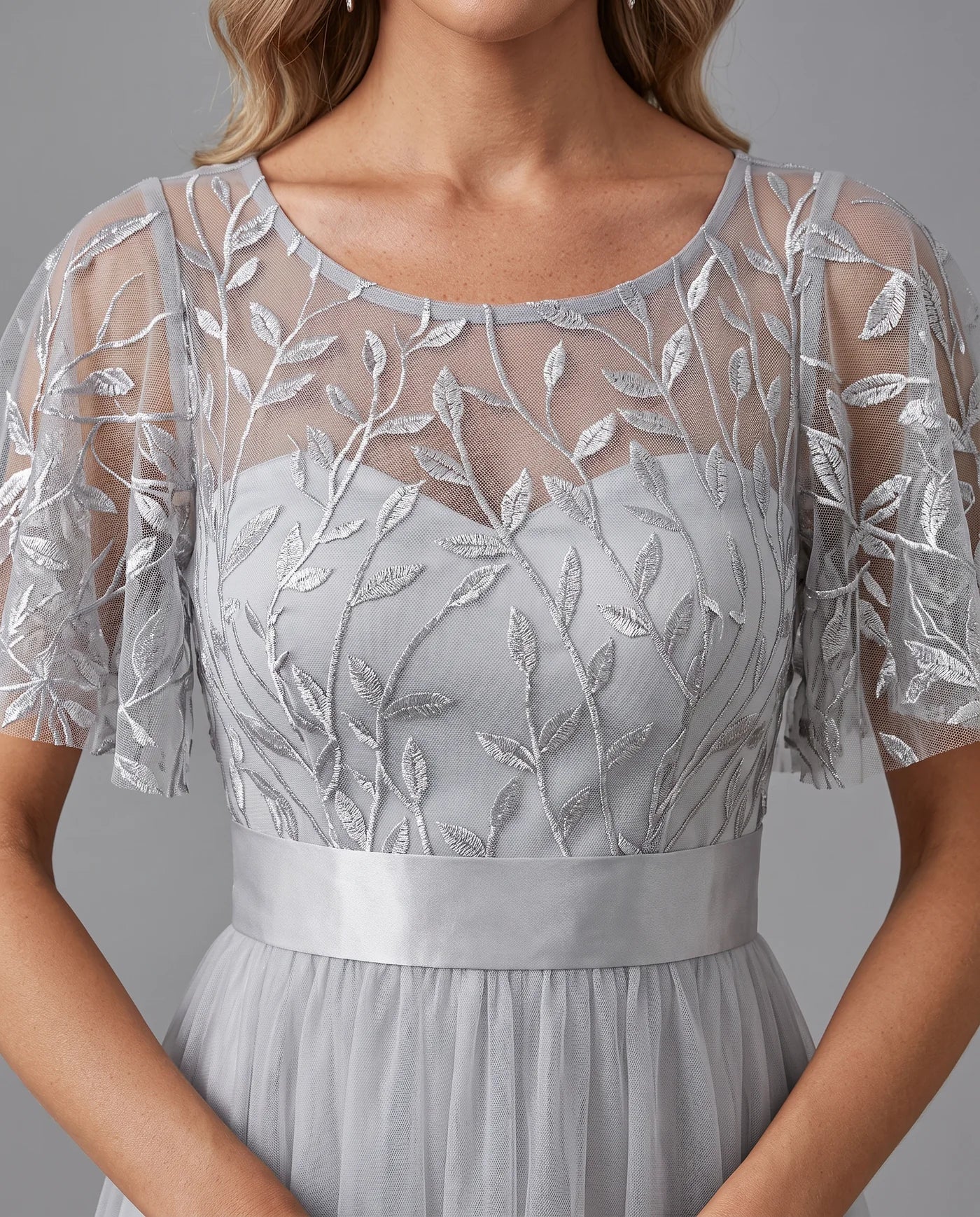 A-Line Short Sleeve Wedding Guest Maxi Dress
