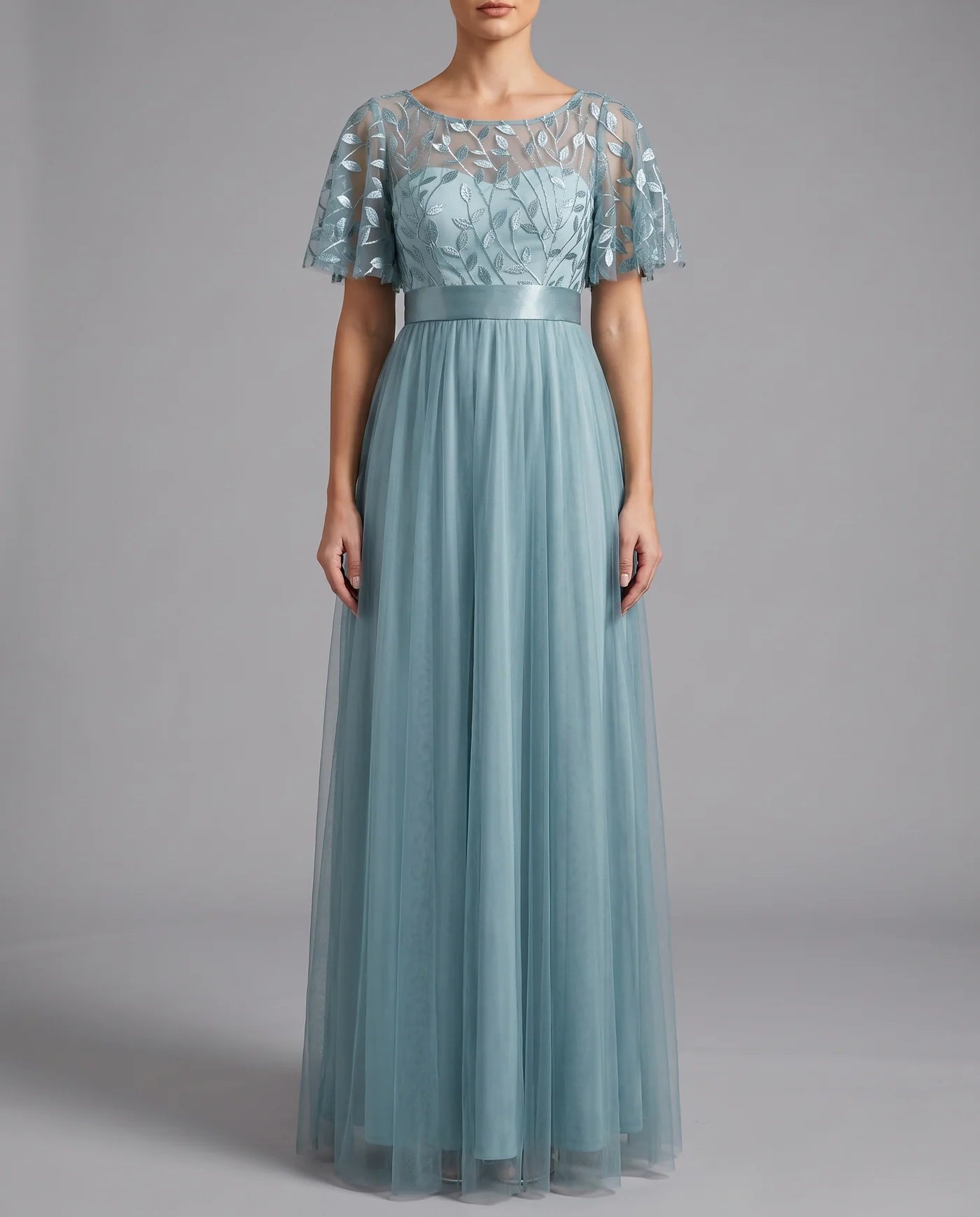 A-Line Short Sleeve Wedding Guest Maxi Dress