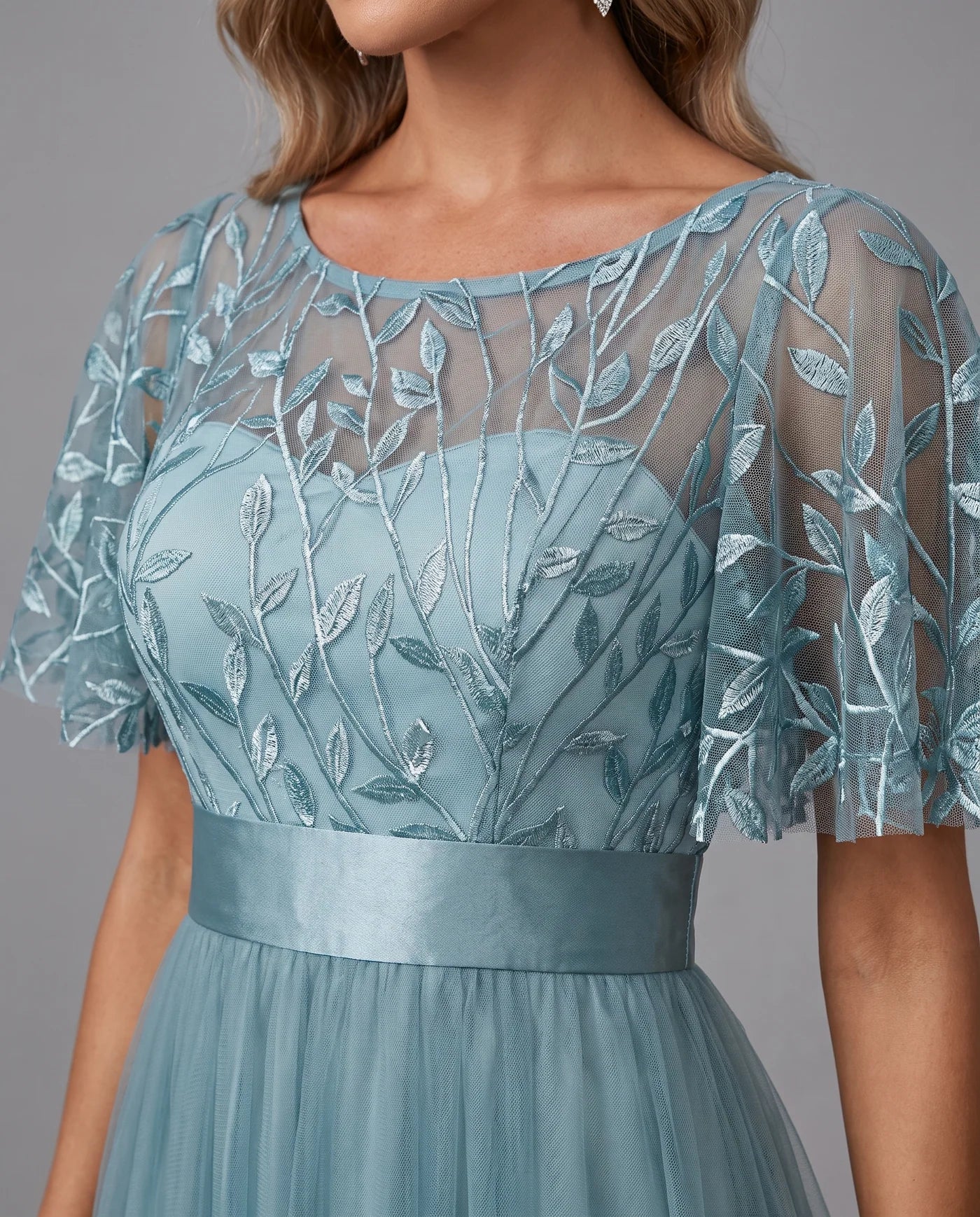 A-Line Short Sleeve Wedding Guest Maxi Dress