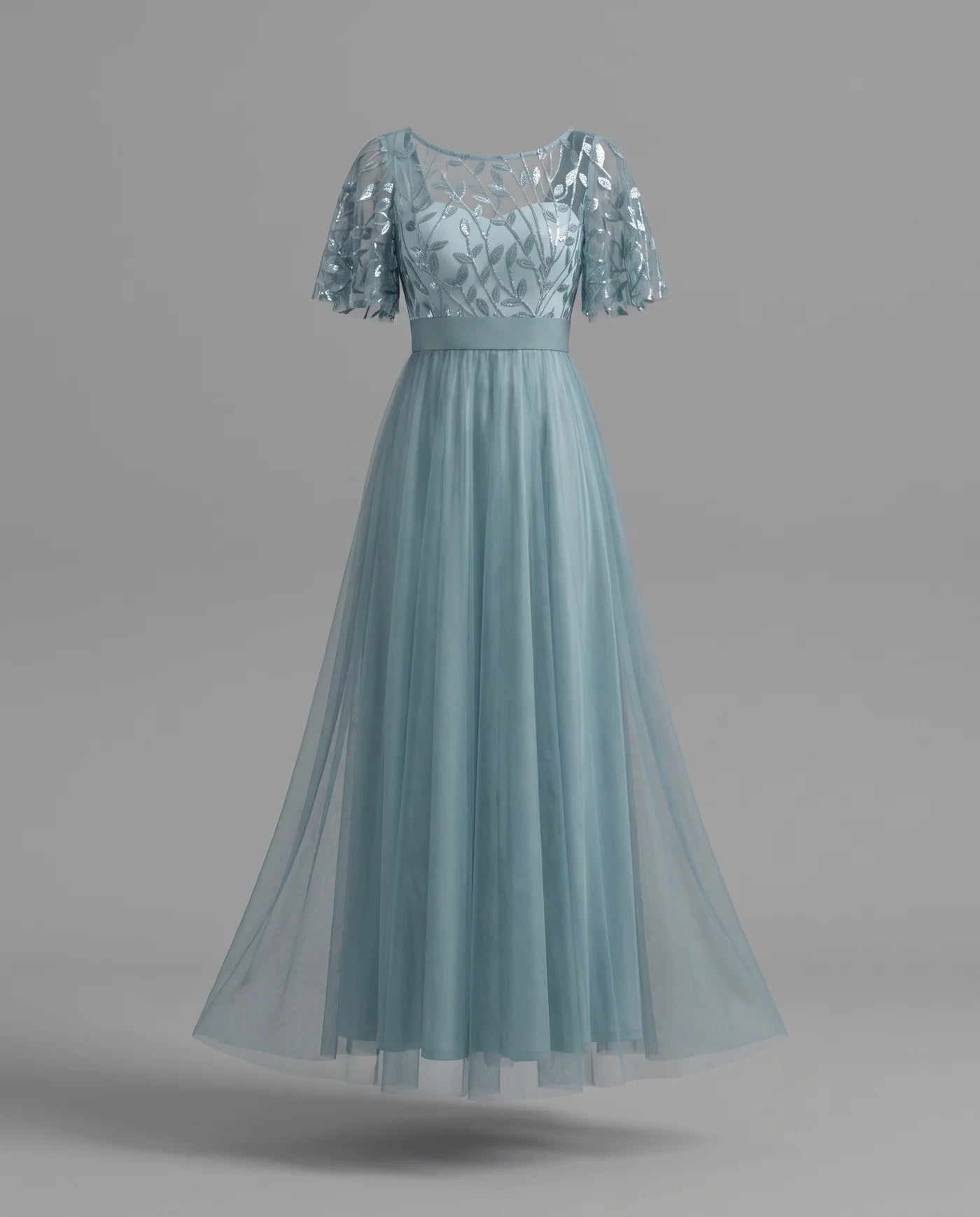 A-Line Short Sleeve Wedding Guest Maxi Dress