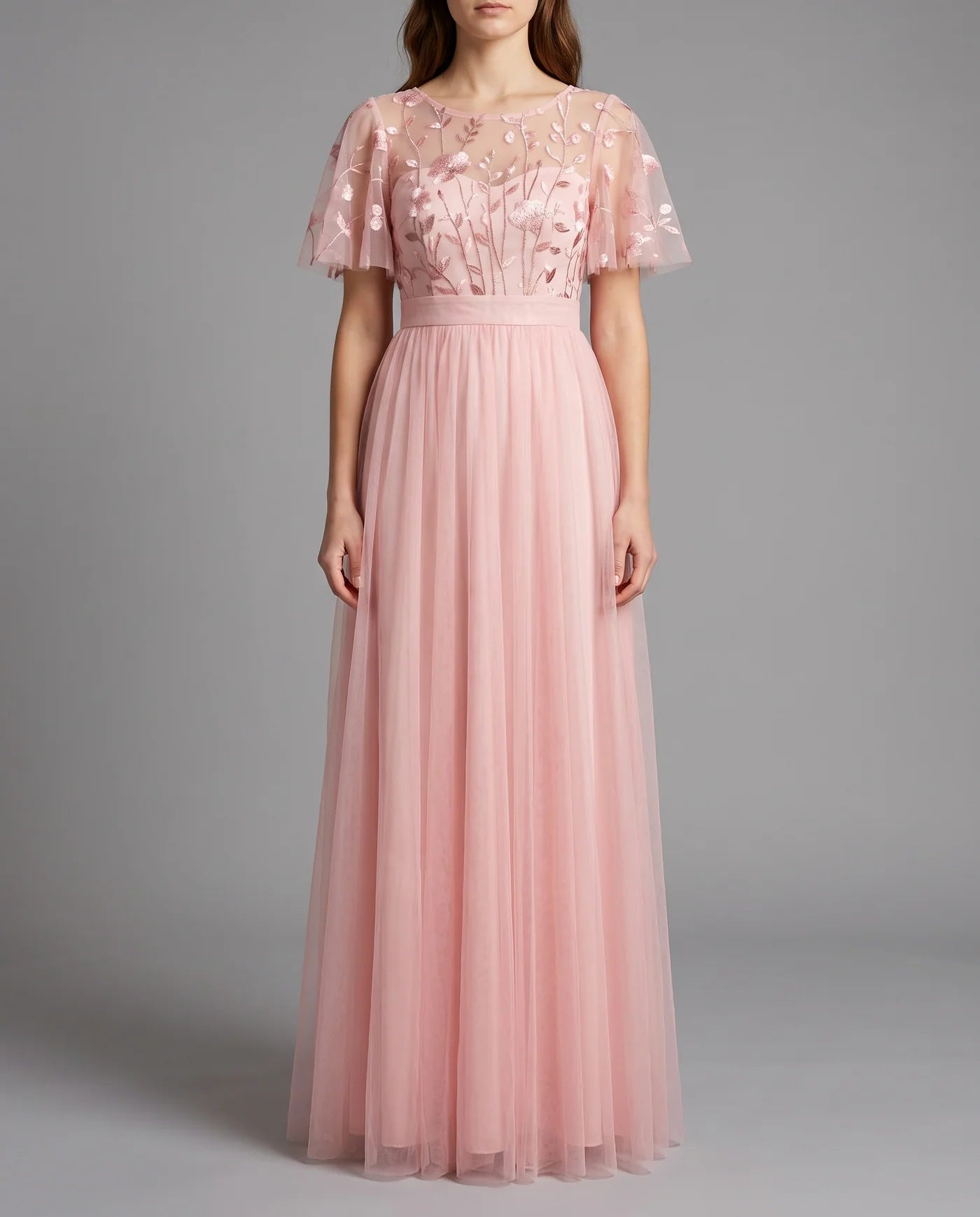 A-Line Short Sleeve Wedding Guest Maxi Dress