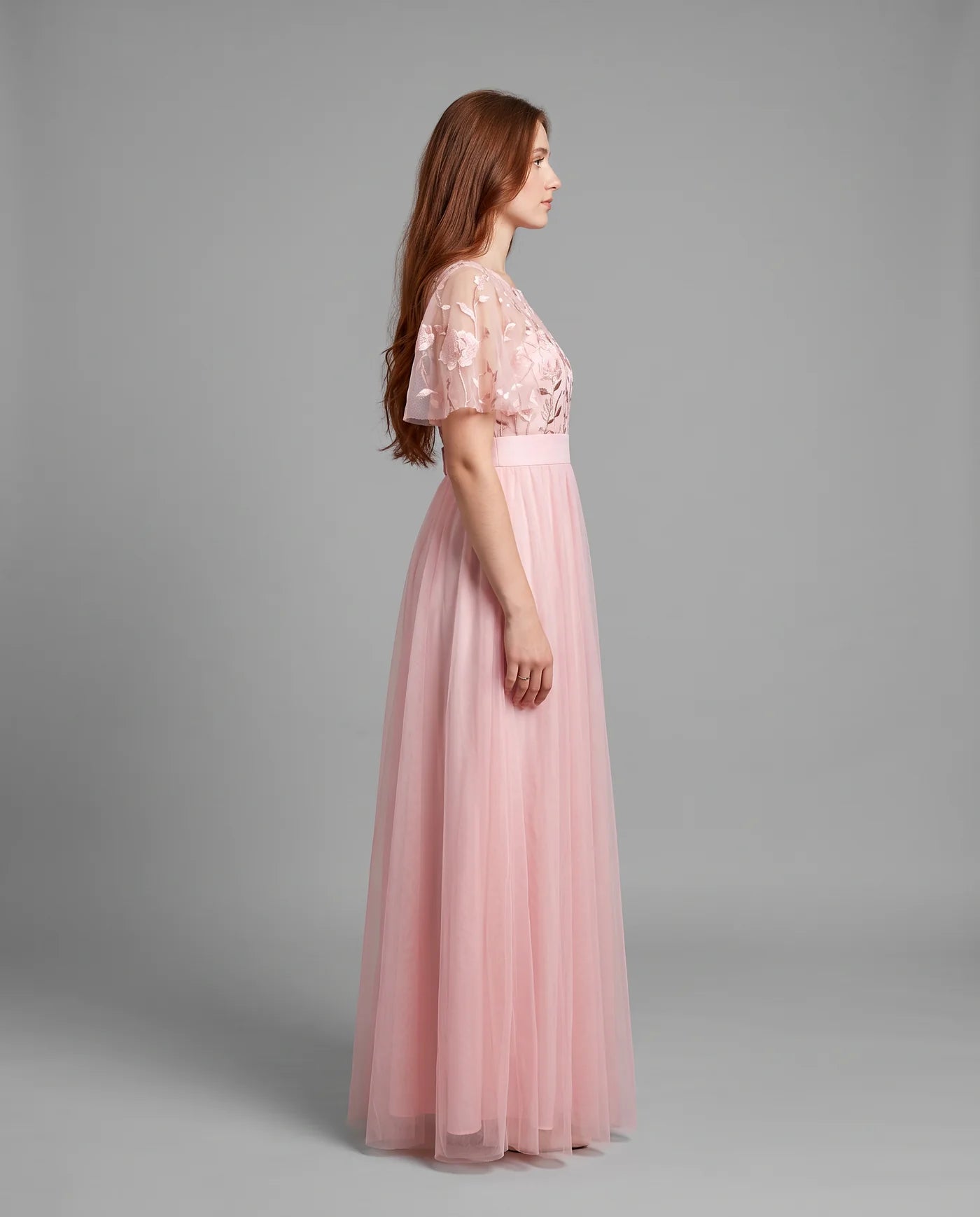 A-Line Short Sleeve Wedding Guest Maxi Dress