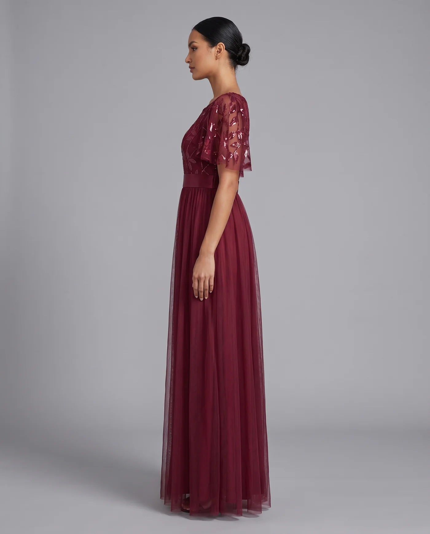 A-Line Short Sleeve Wedding Guest Maxi Dress