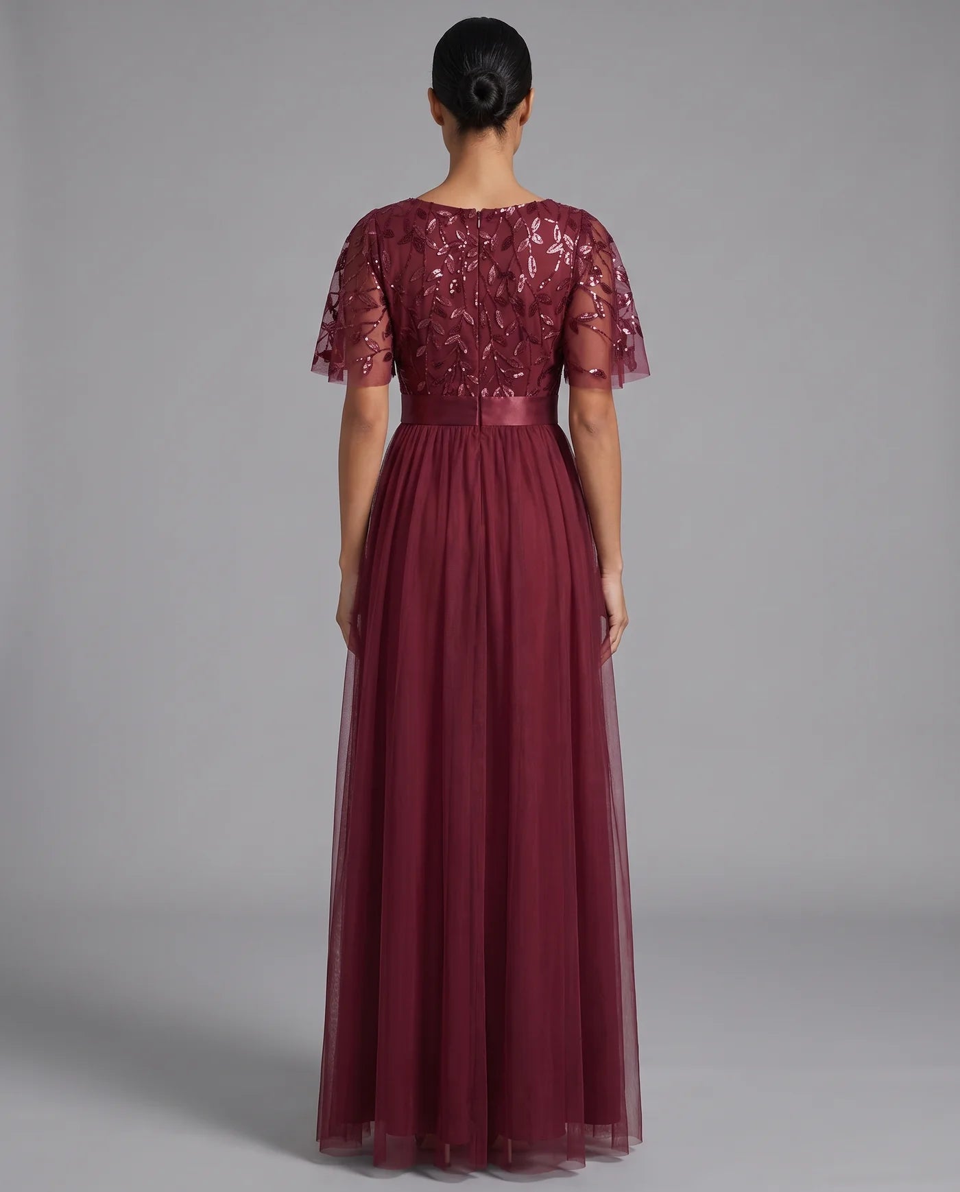 A-Line Short Sleeve Wedding Guest Maxi Dress