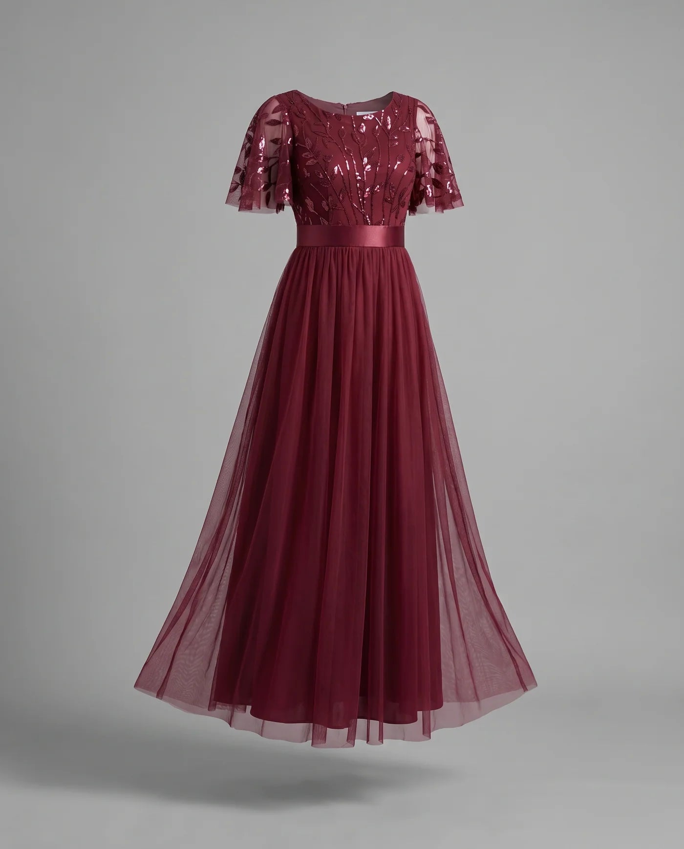 A-Line Short Sleeve Wedding Guest Maxi Dress