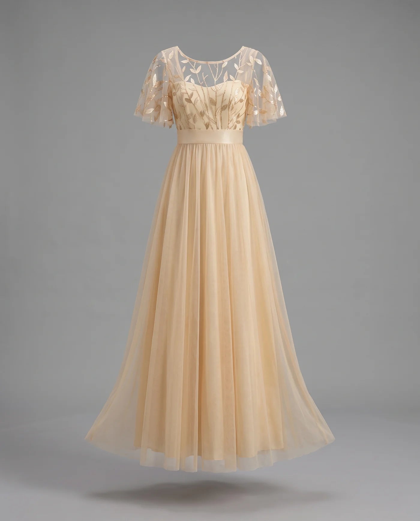 A-Line Short Sleeve Wedding Guest Maxi Dress