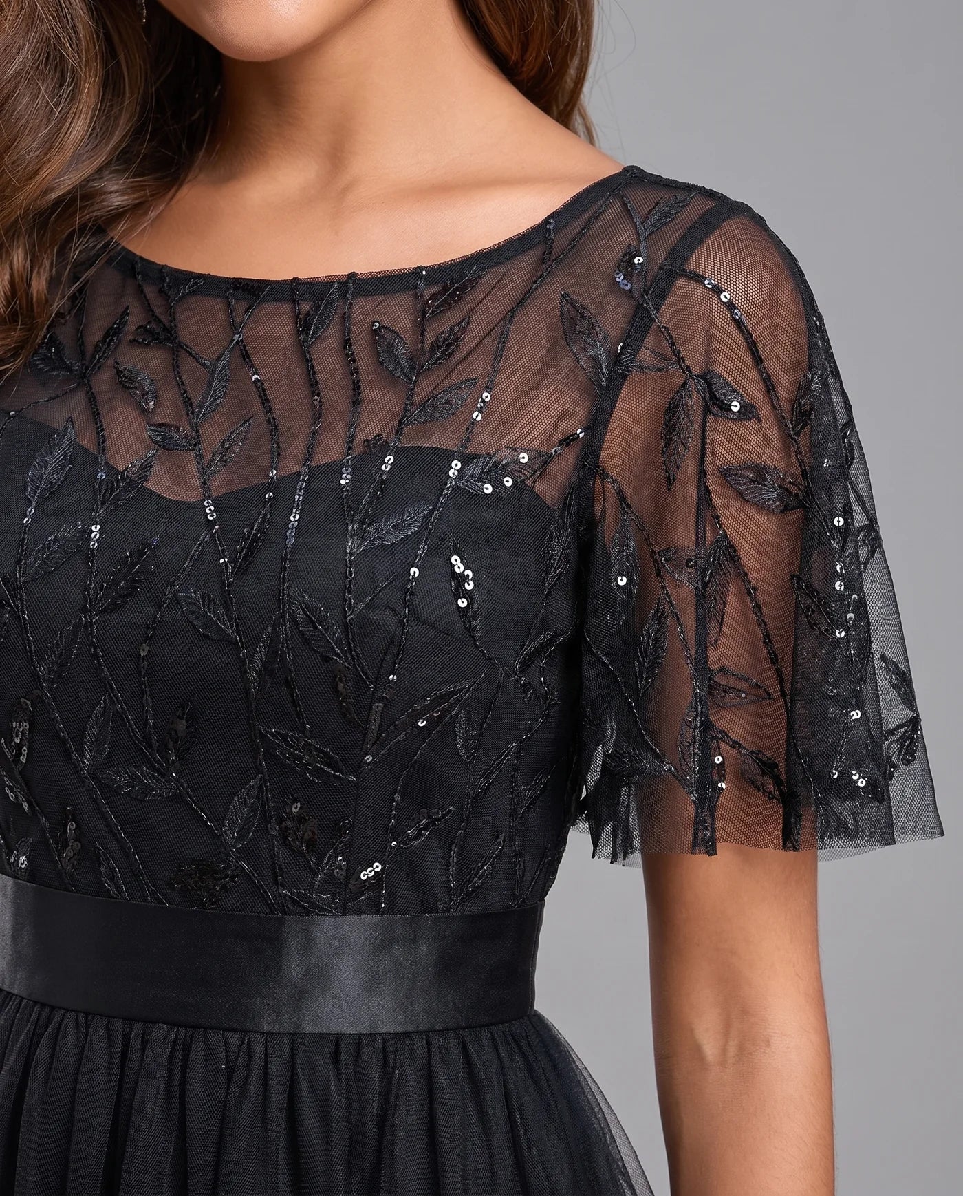 A-Line Short Sleeve Wedding Guest Maxi Dress