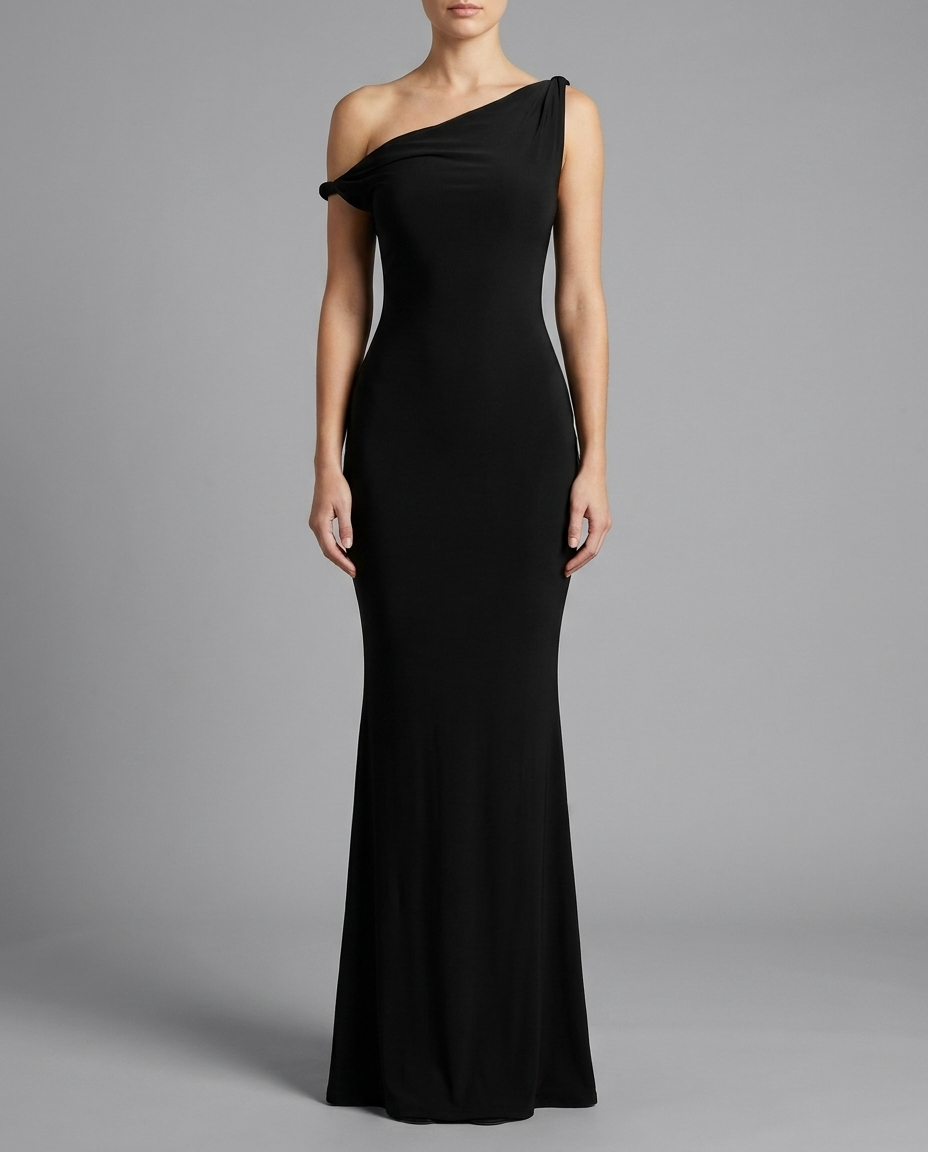 Black Twisted Asymmetric Maxi Dress