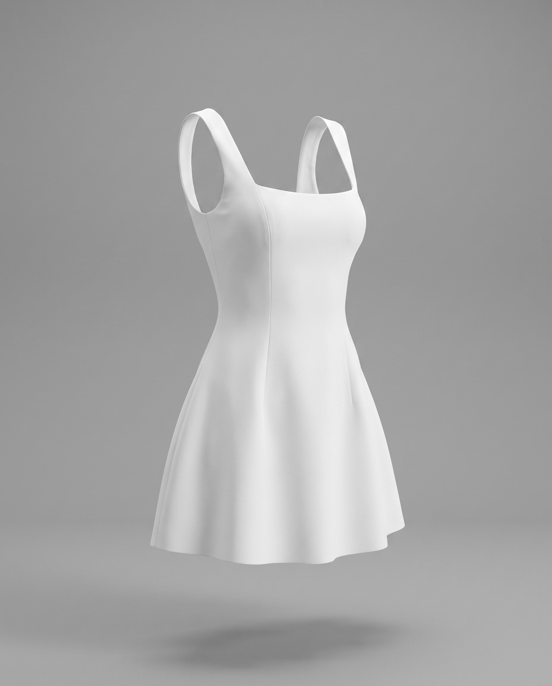 Boat-Neck A-Line Mini Dress White