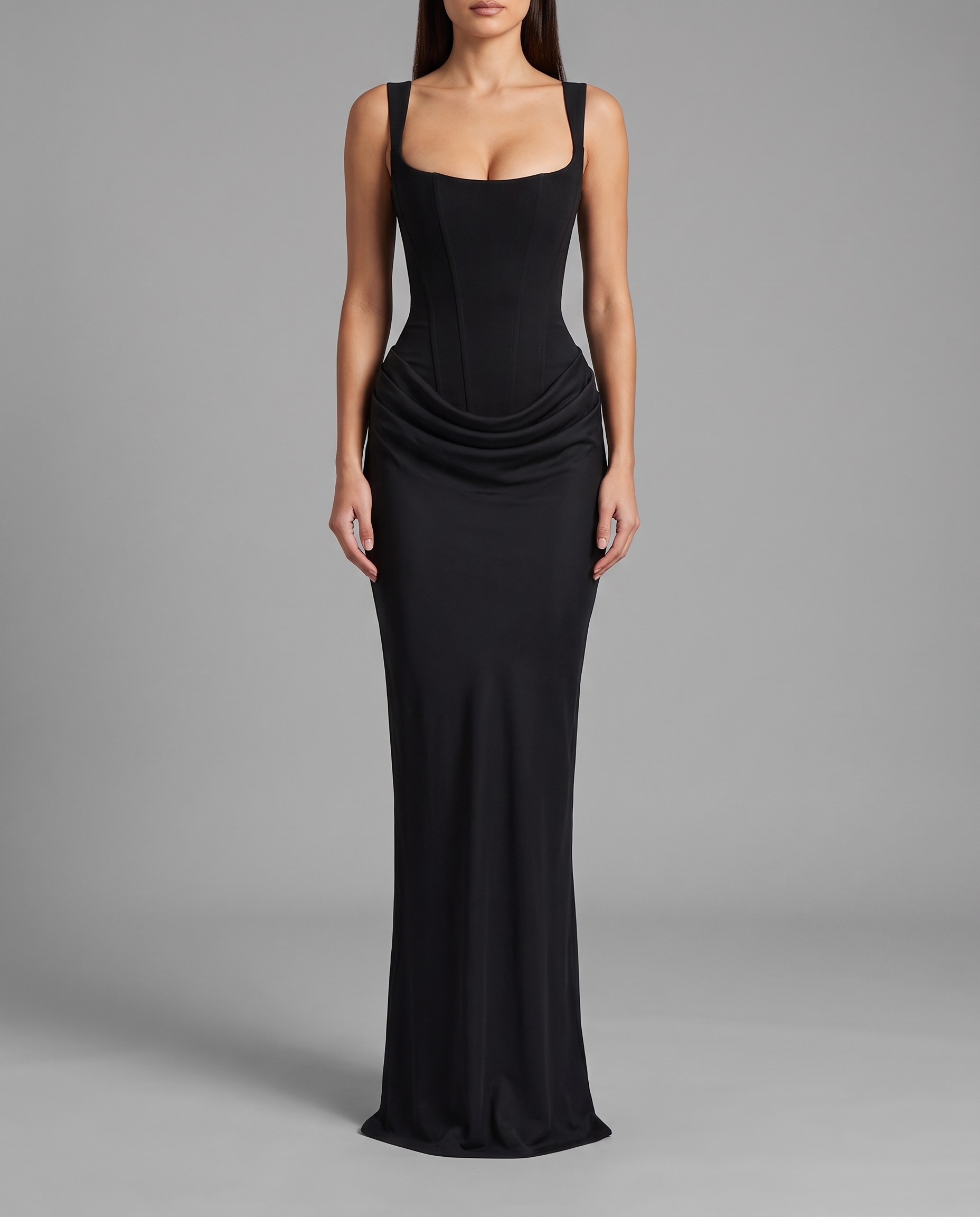 Corset Maxi Dress with Lace-Up Back