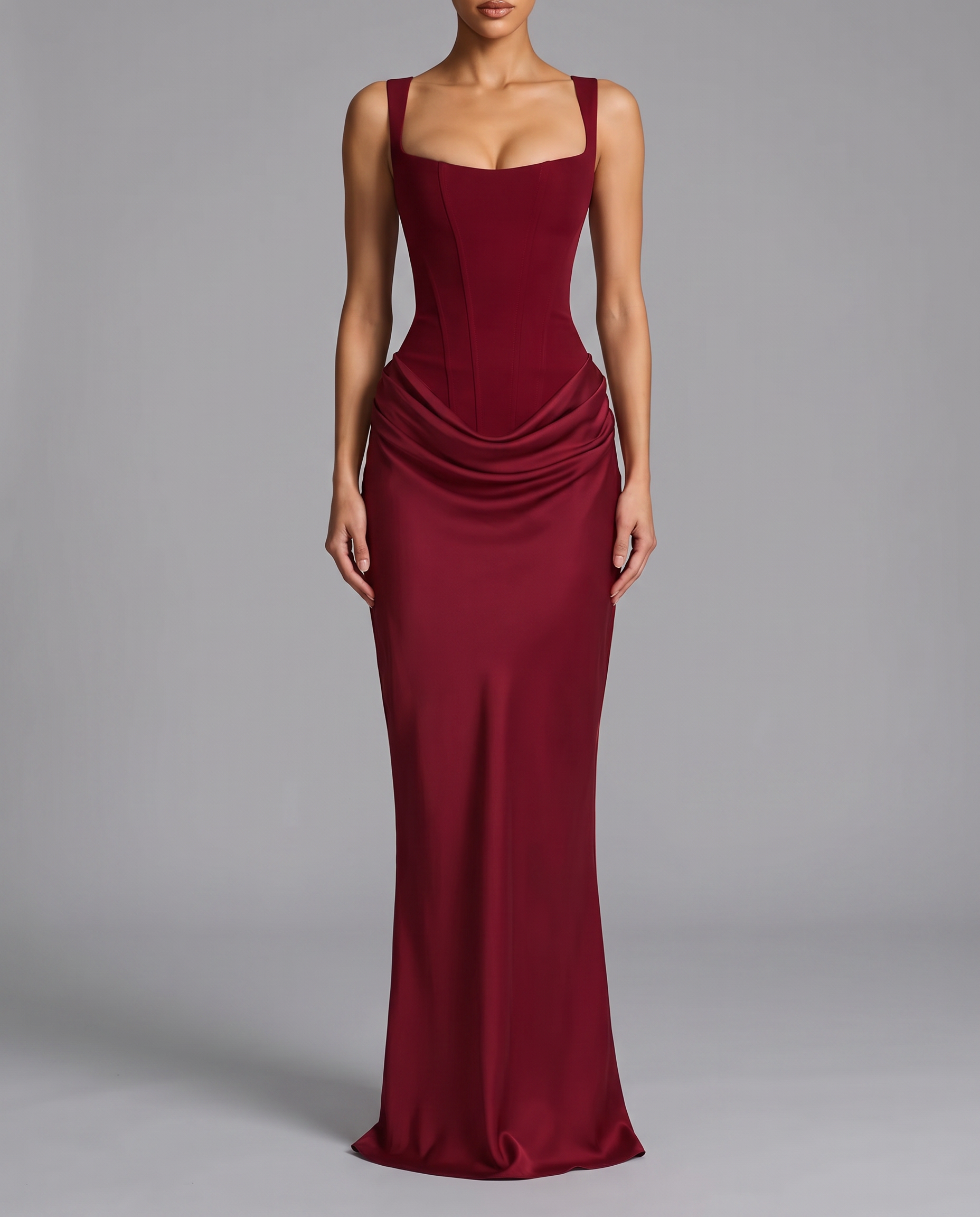 Corset Maxi Dress with Lace-Up Back