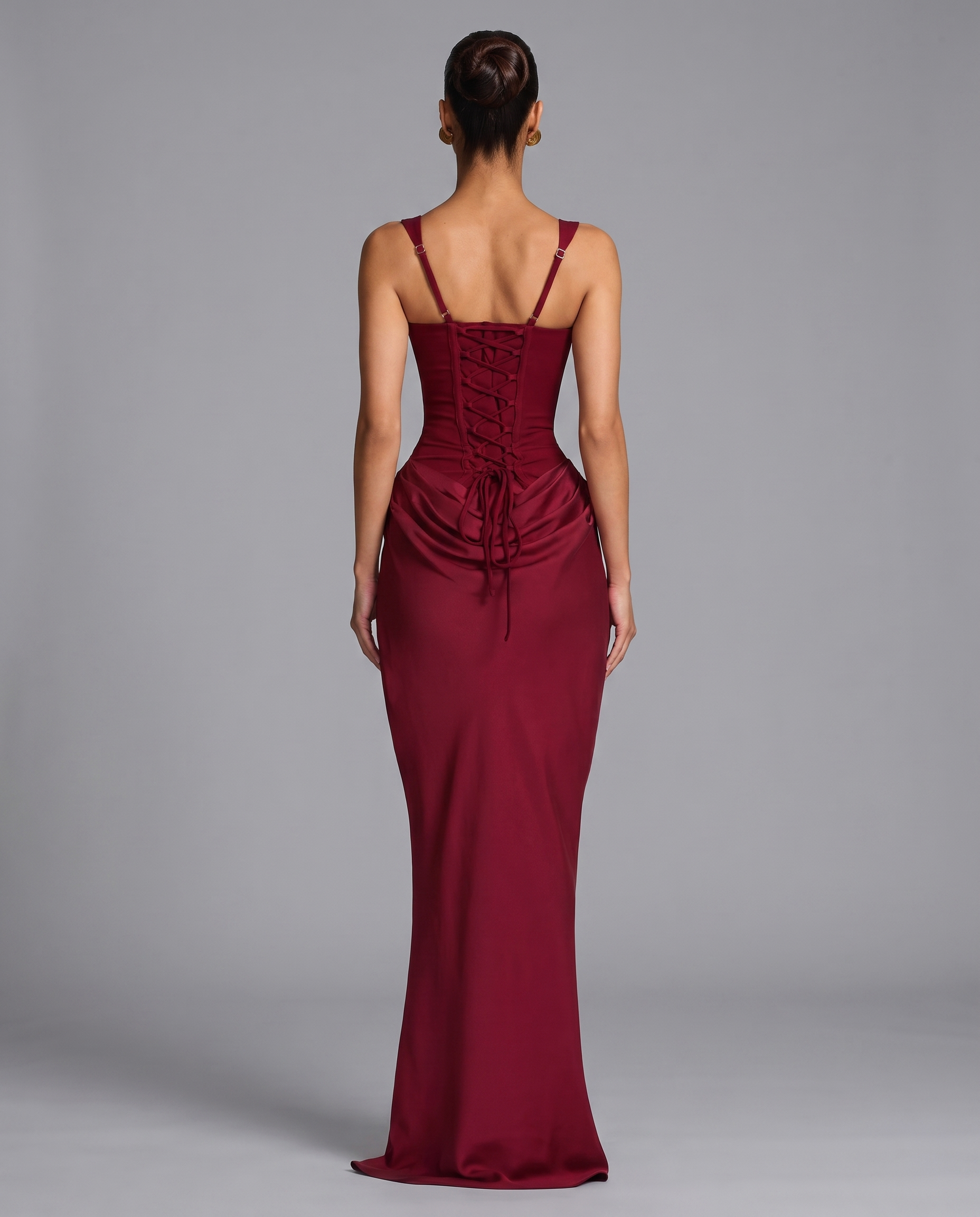 Corset Maxi Dress with Lace-Up Back