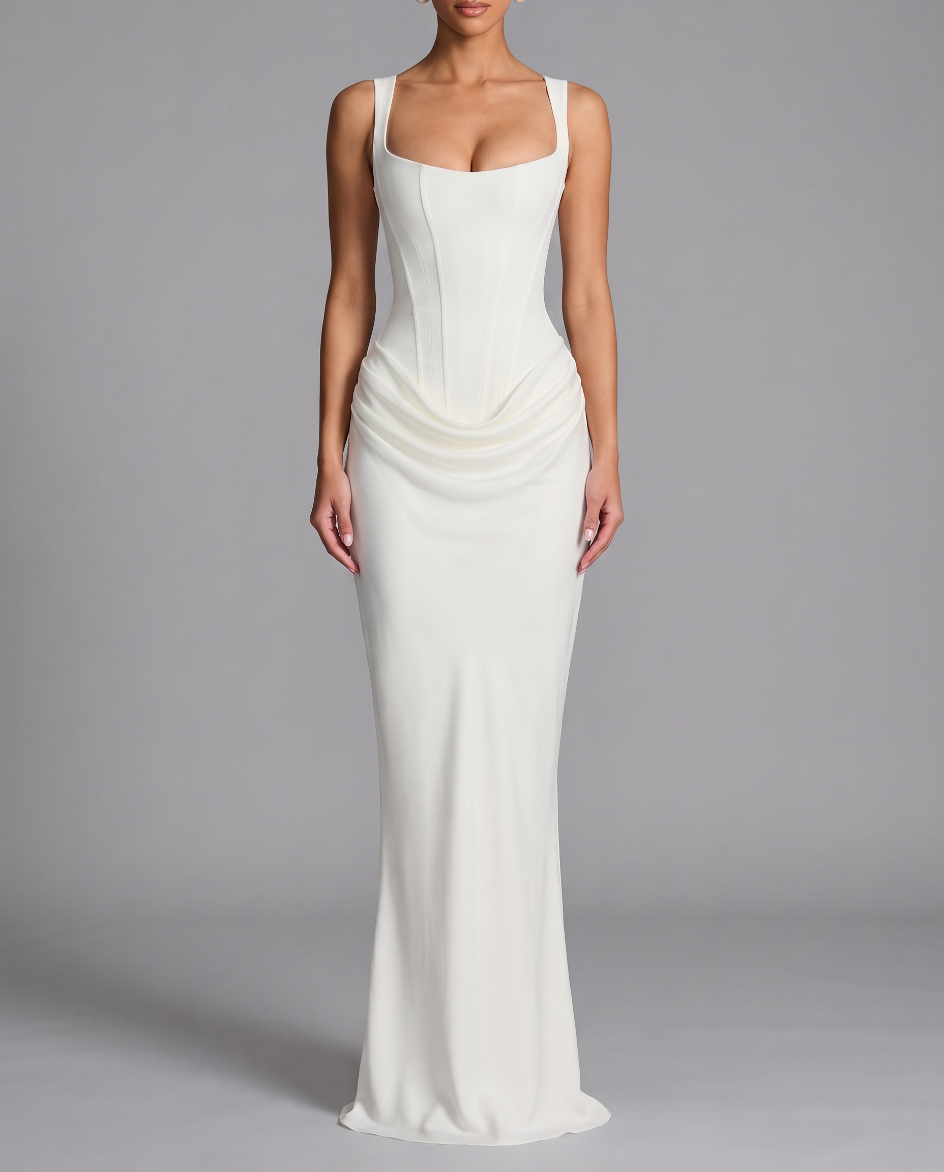 Corset Maxi Dress with Lace-Up Back