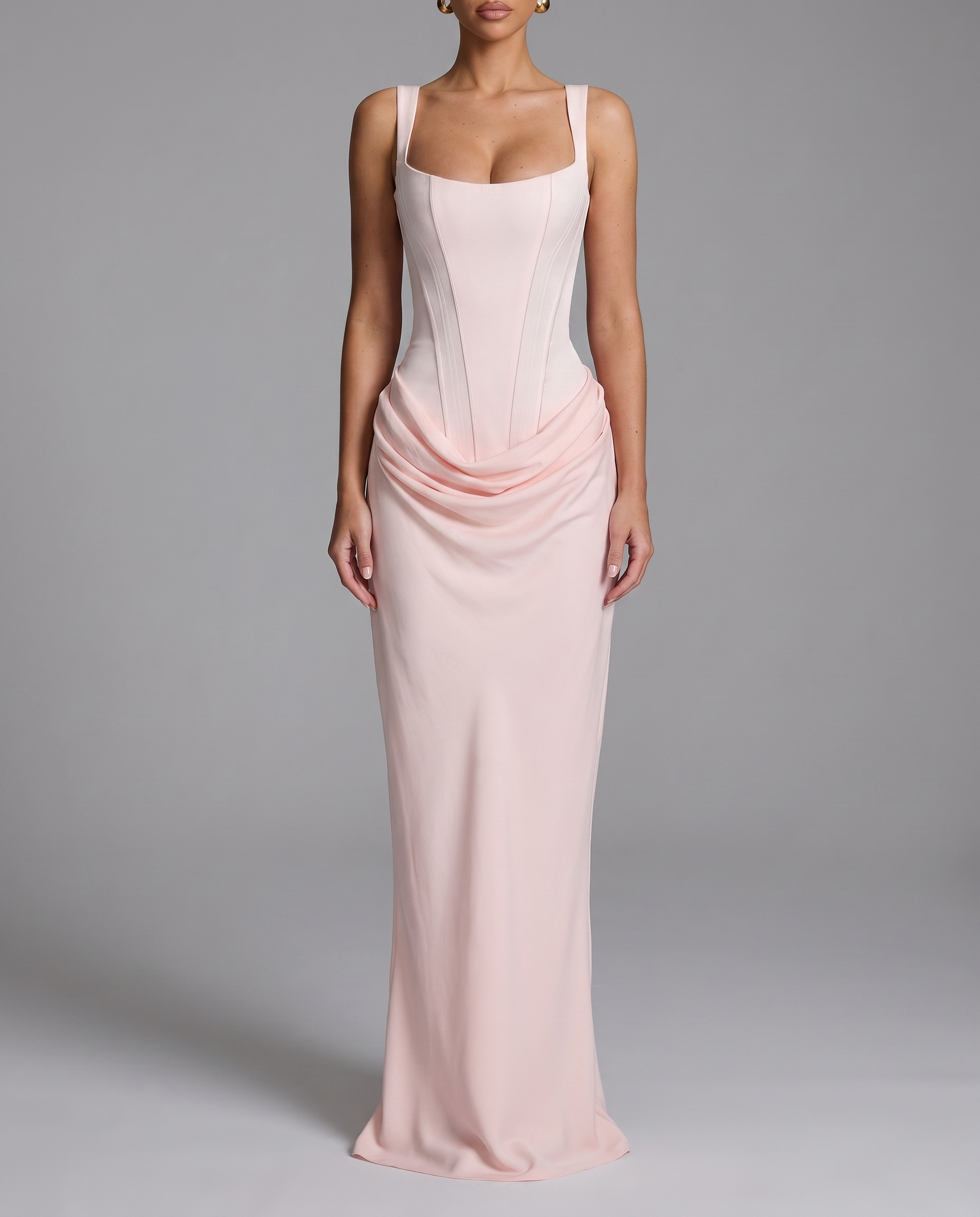 Corset Maxi Dress with Lace-Up Back