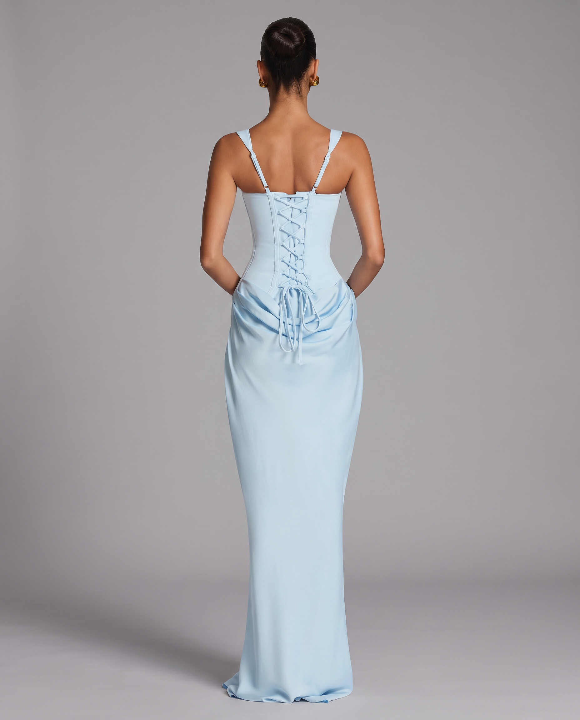 Corset Maxi Dress with Lace-Up Back