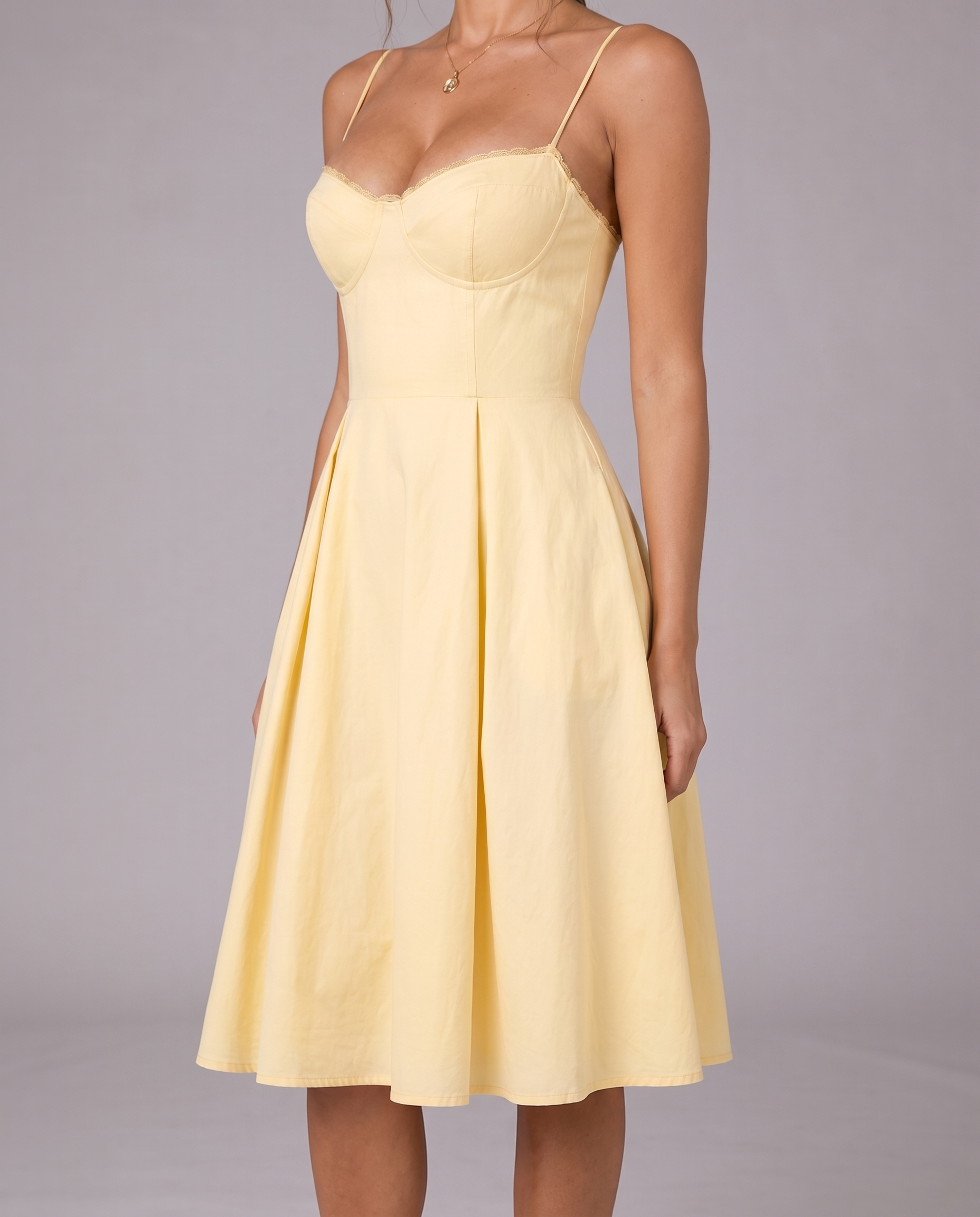 Corset Midi Dress with Full Skirt